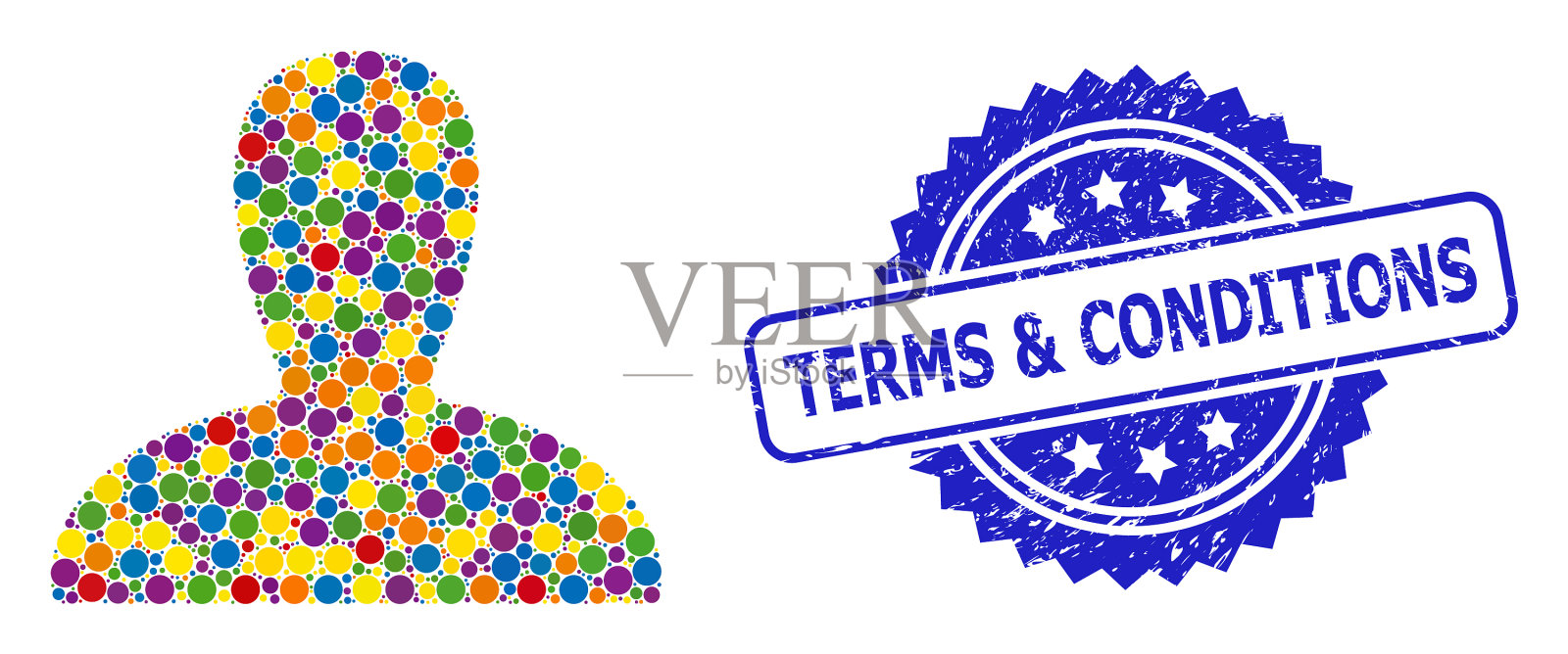 垃圾条款,条件,邮票和彩色插画图片素材