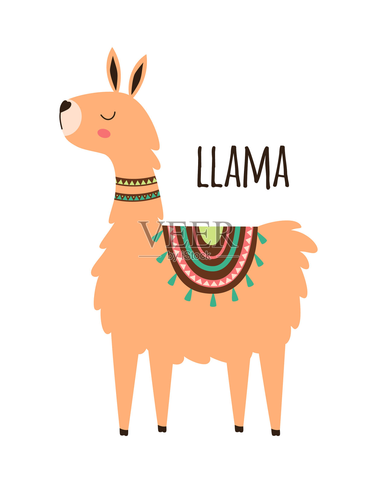 可爱的美洲驼孤立在白色设计元素图片
