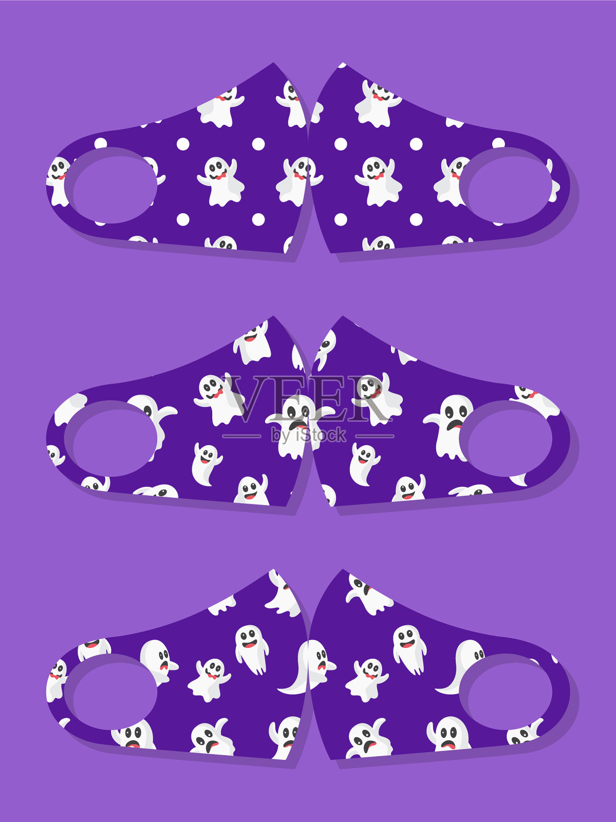 集设计可重复使用的嘴巴儿童滑稽面具插画图片素材