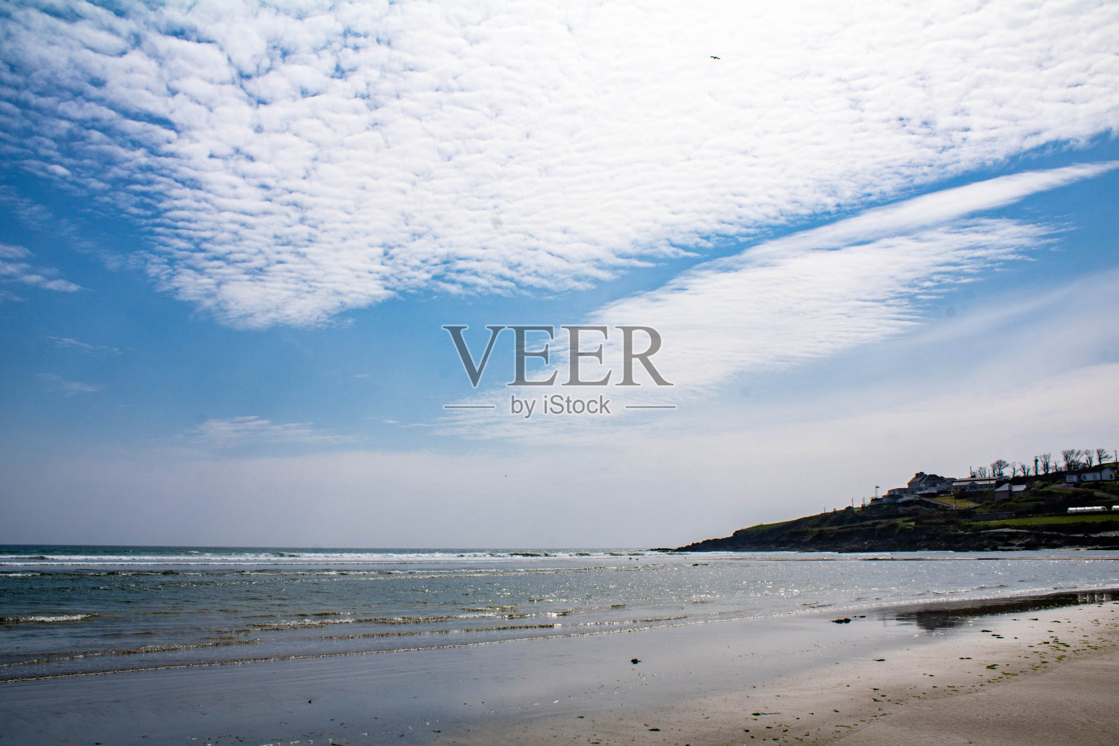 西科克爱尔兰,Clonakilty附近的Inchadoney海滩上的日落照片摄影图片