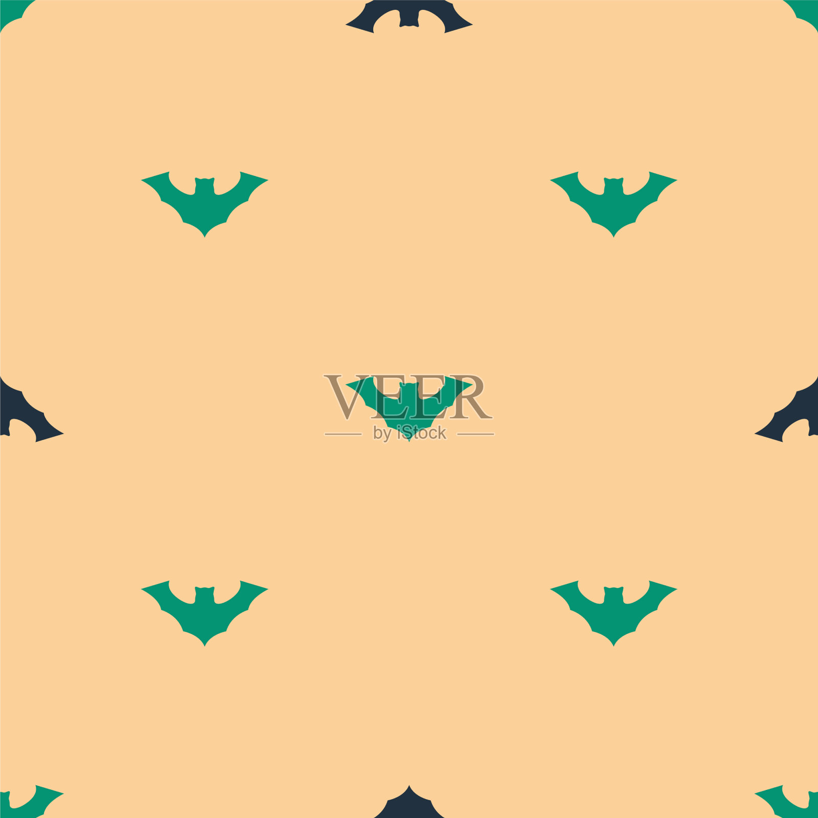 绿色和黑色的飞行蝙蝠图标隔离无缝插画图片素材