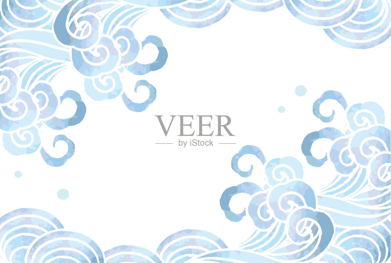 海浪的水彩插图插画图片素材