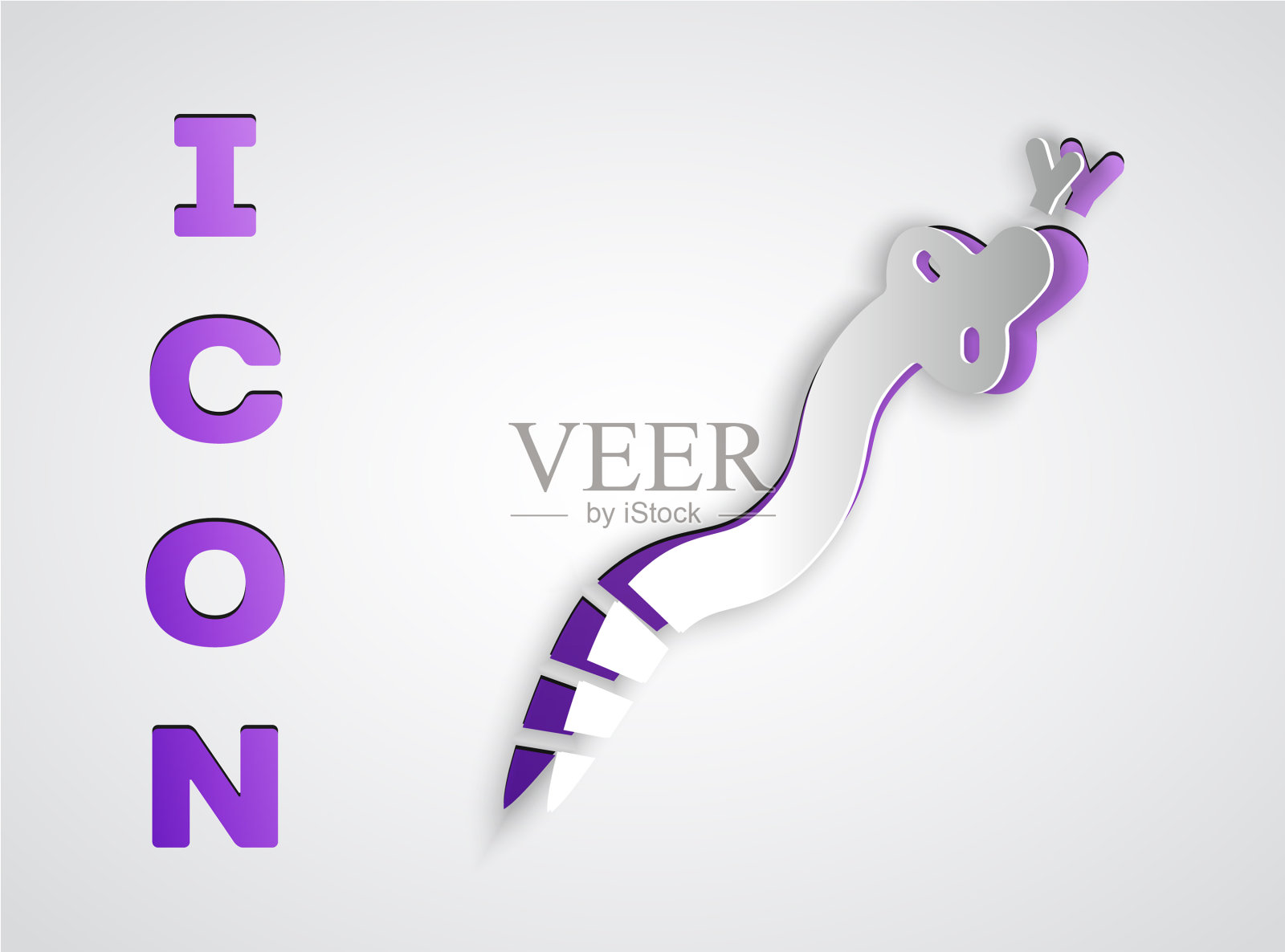 剪纸蛇图标孤立在灰色背景图标素材