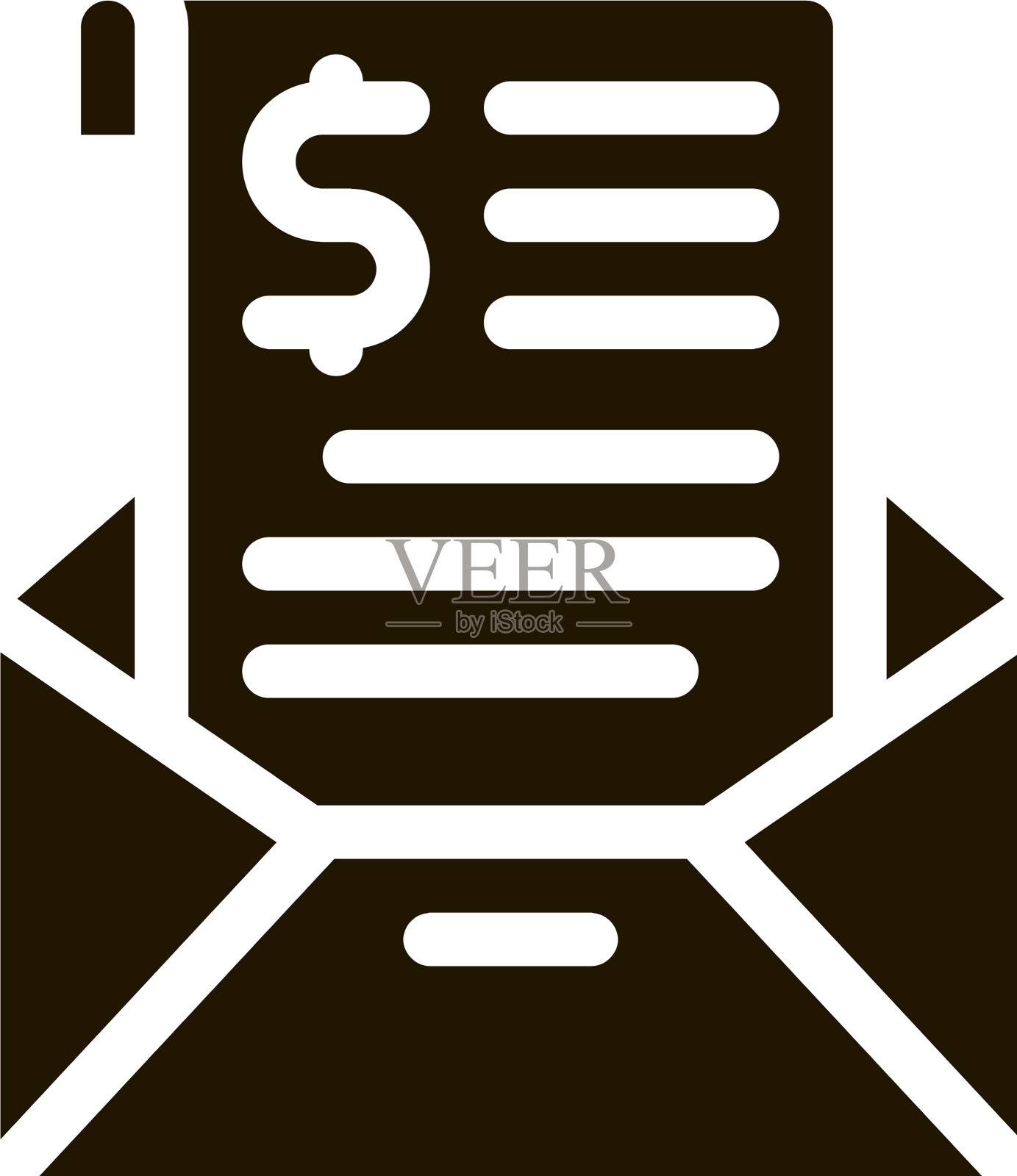 发票信息在信封和美元字形图标插画图片素材