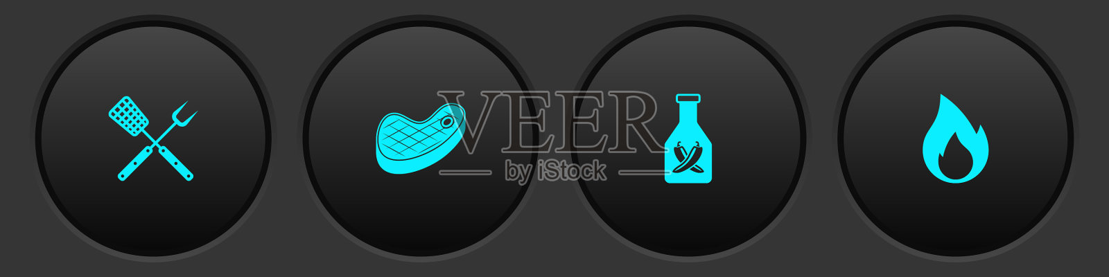 叉和抹刀交叉摆放牛排、肉酱图标素材