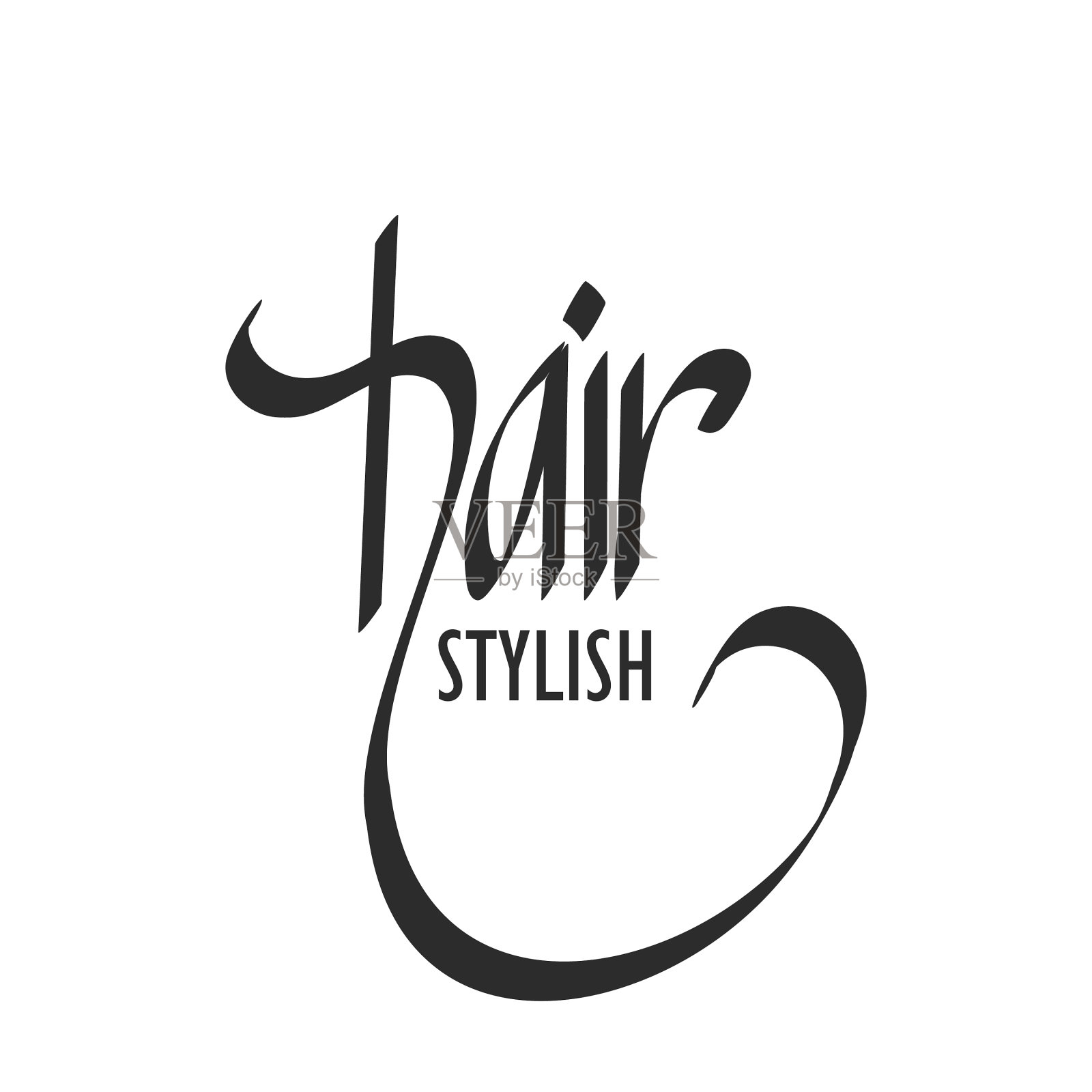 简单的标志设计与发型时尚的概念插画图片素材