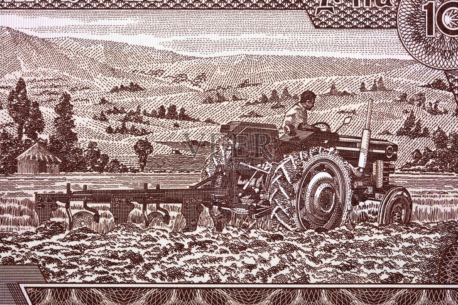 用埃塞俄比亚的钱开拖拉机的农民插画图片素材