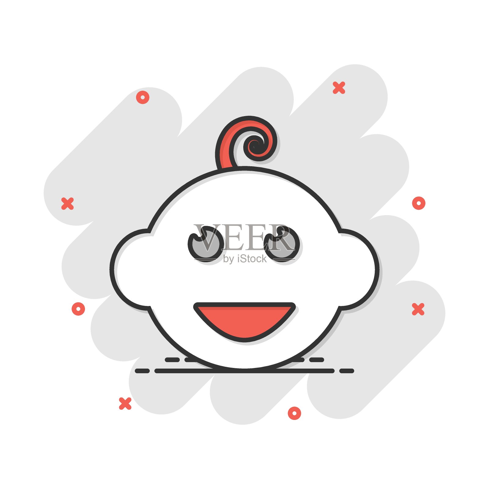 矢量卡通新生儿的脸在漫画风格的图标。儿童符号插图象形文字。宝宝创业飞溅效应概念。图标素材