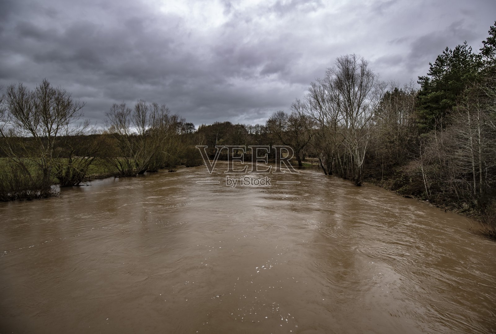 春天的洪水:塞尔克郡乡村。照片摄影图片