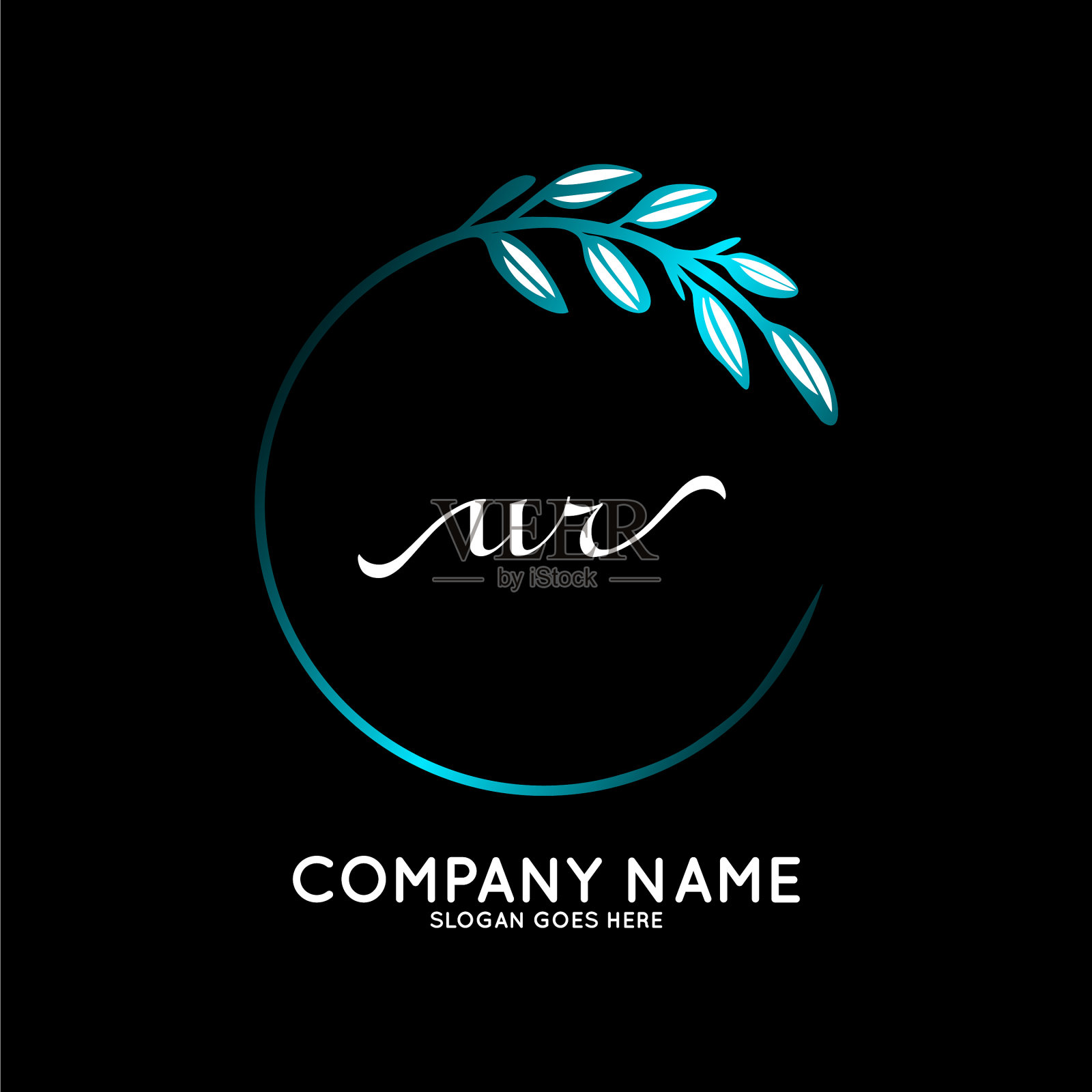 你的美丽初始标志手写标志插画图片素材