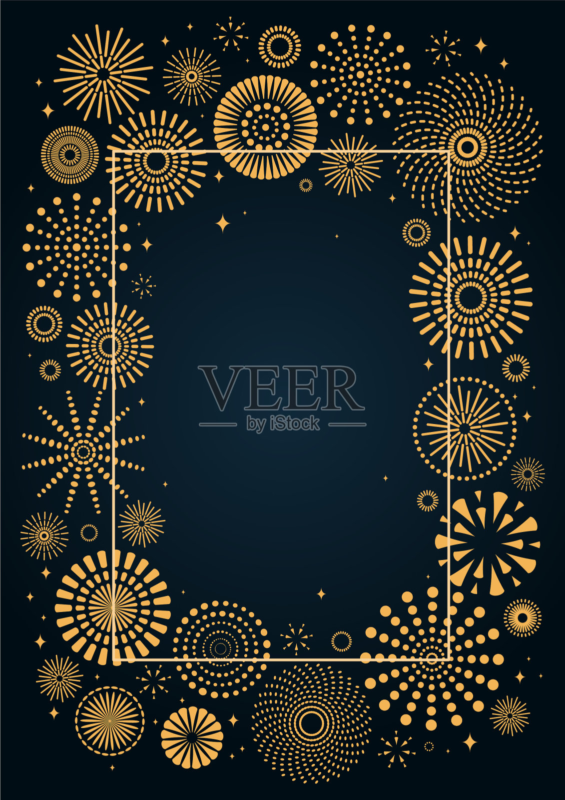 金色的烟花框架插画图片素材