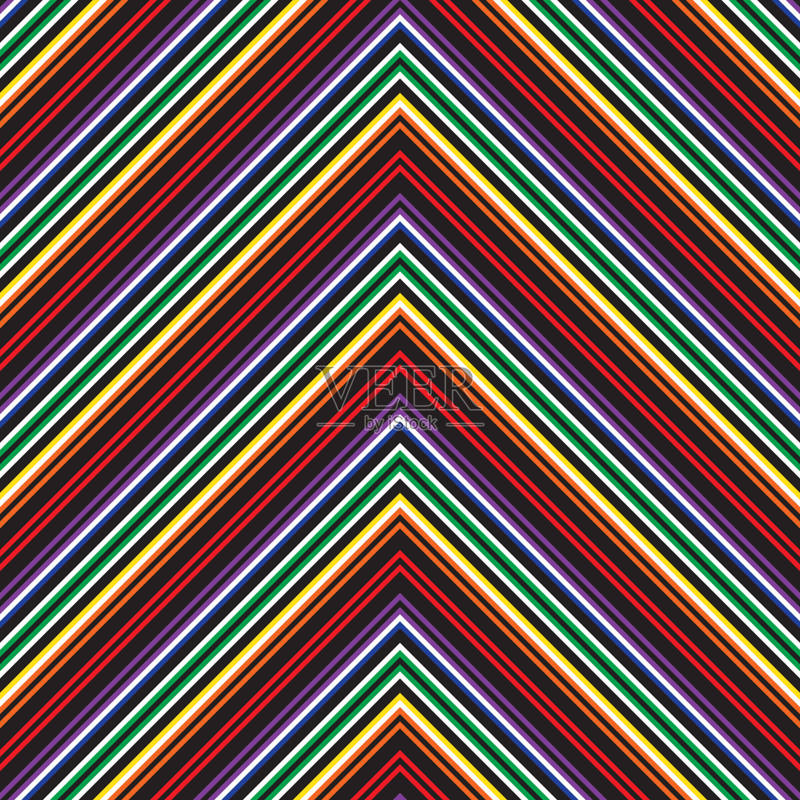 彩虹人字形斜条纹无缝图案插画图片素材