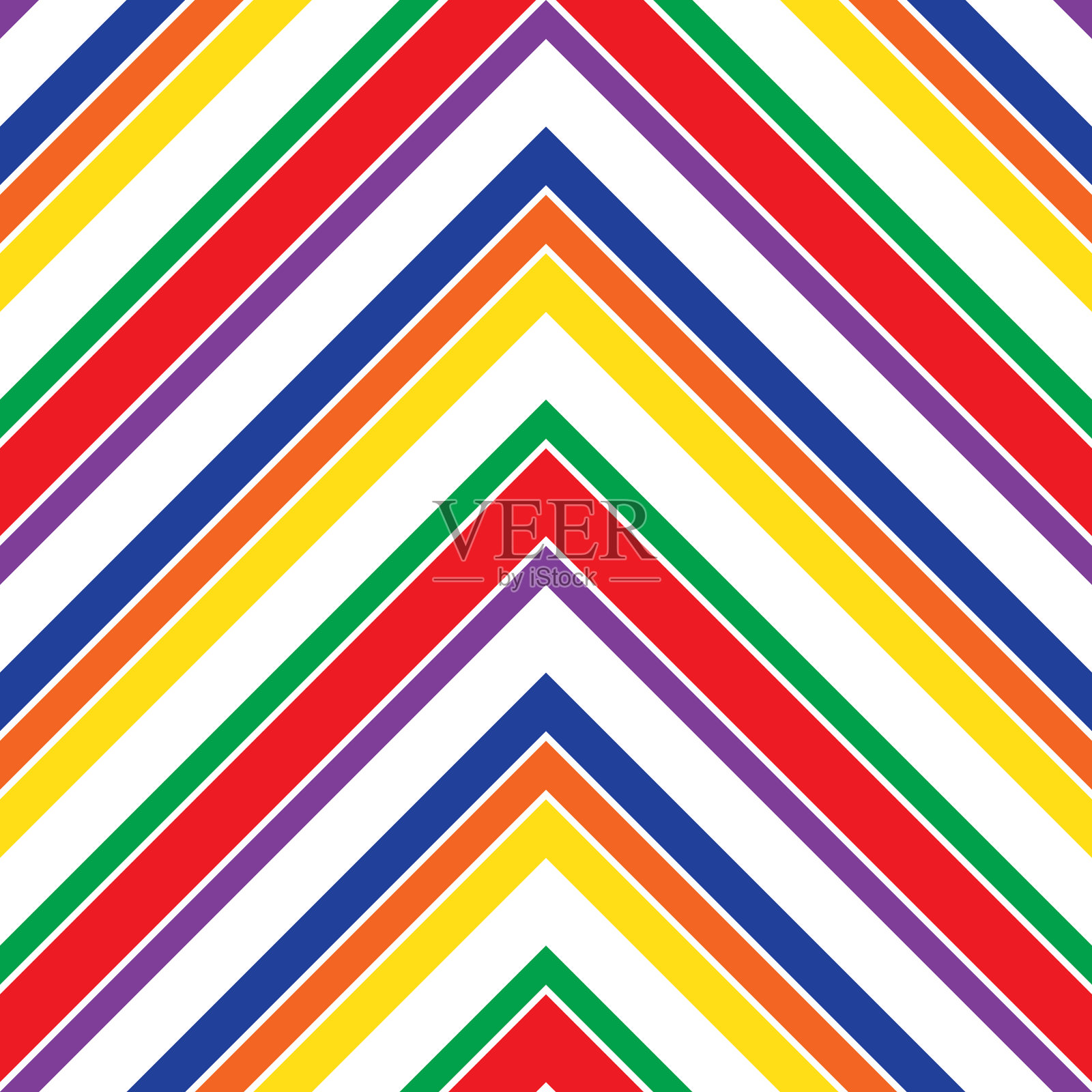 彩虹人字形斜条纹无缝图案插画图片素材