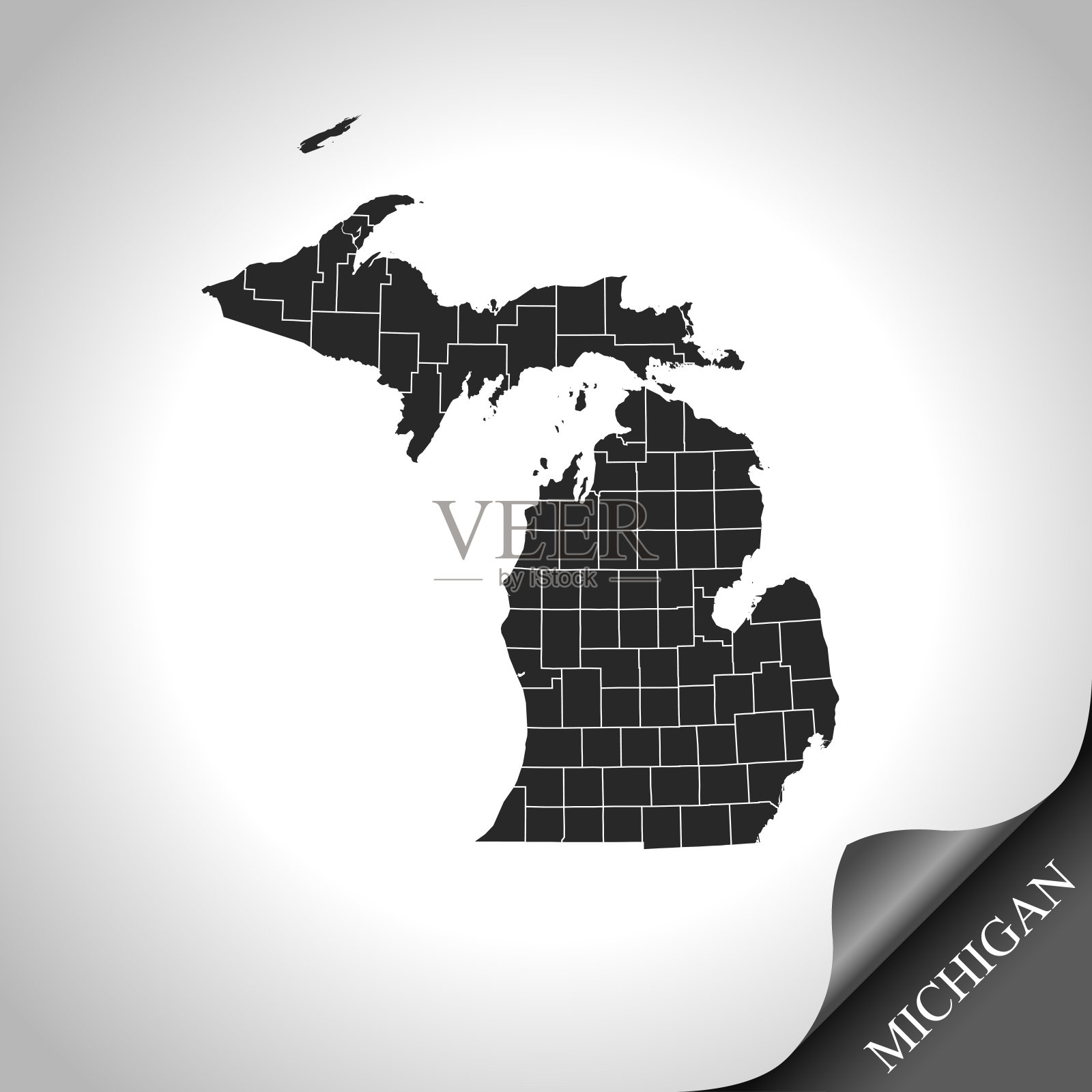 密歇根的地图插画图片素材