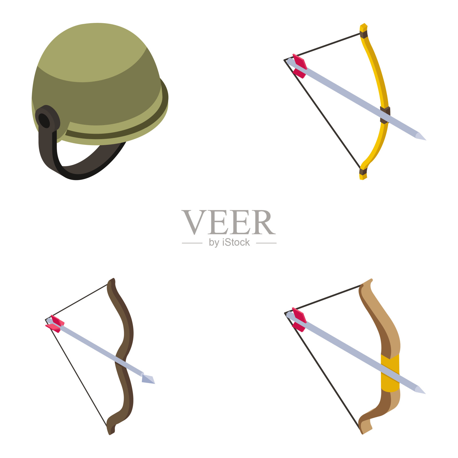 一套军事和军队等距图标插画图片素材