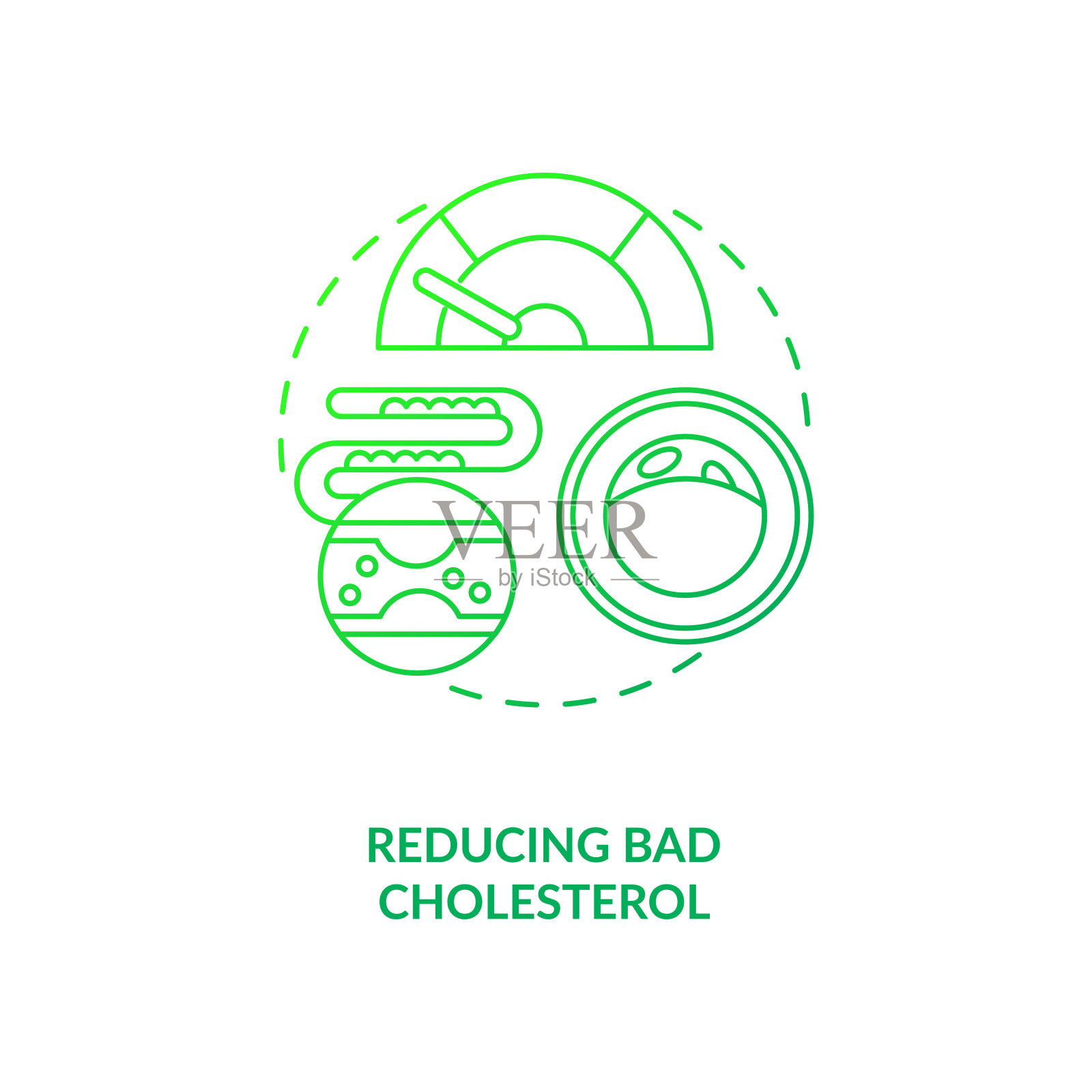 减少坏胆固醇深绿色概念图标插画图片素材
