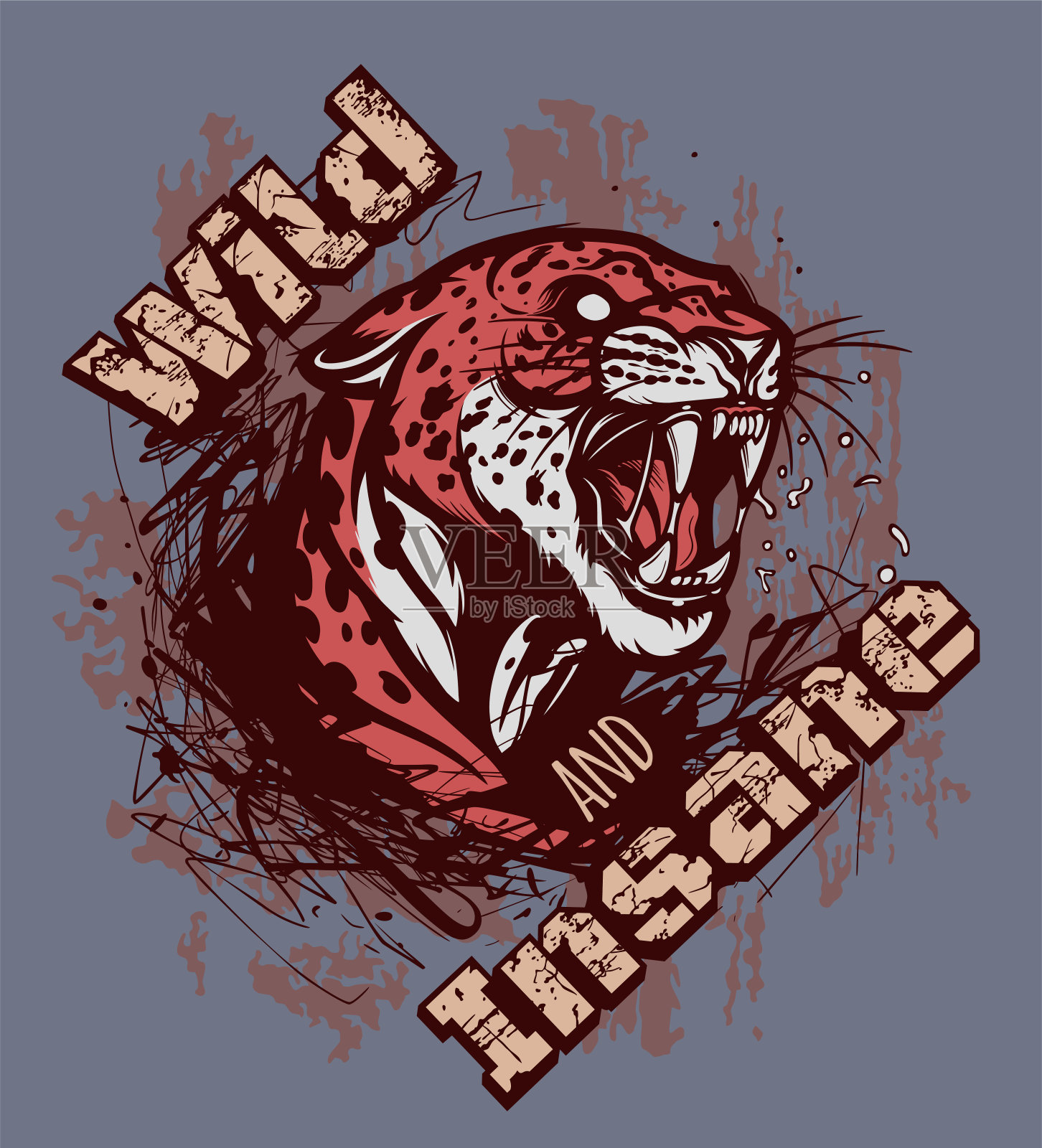 野生和疯狂的豹子插图插画图片素材