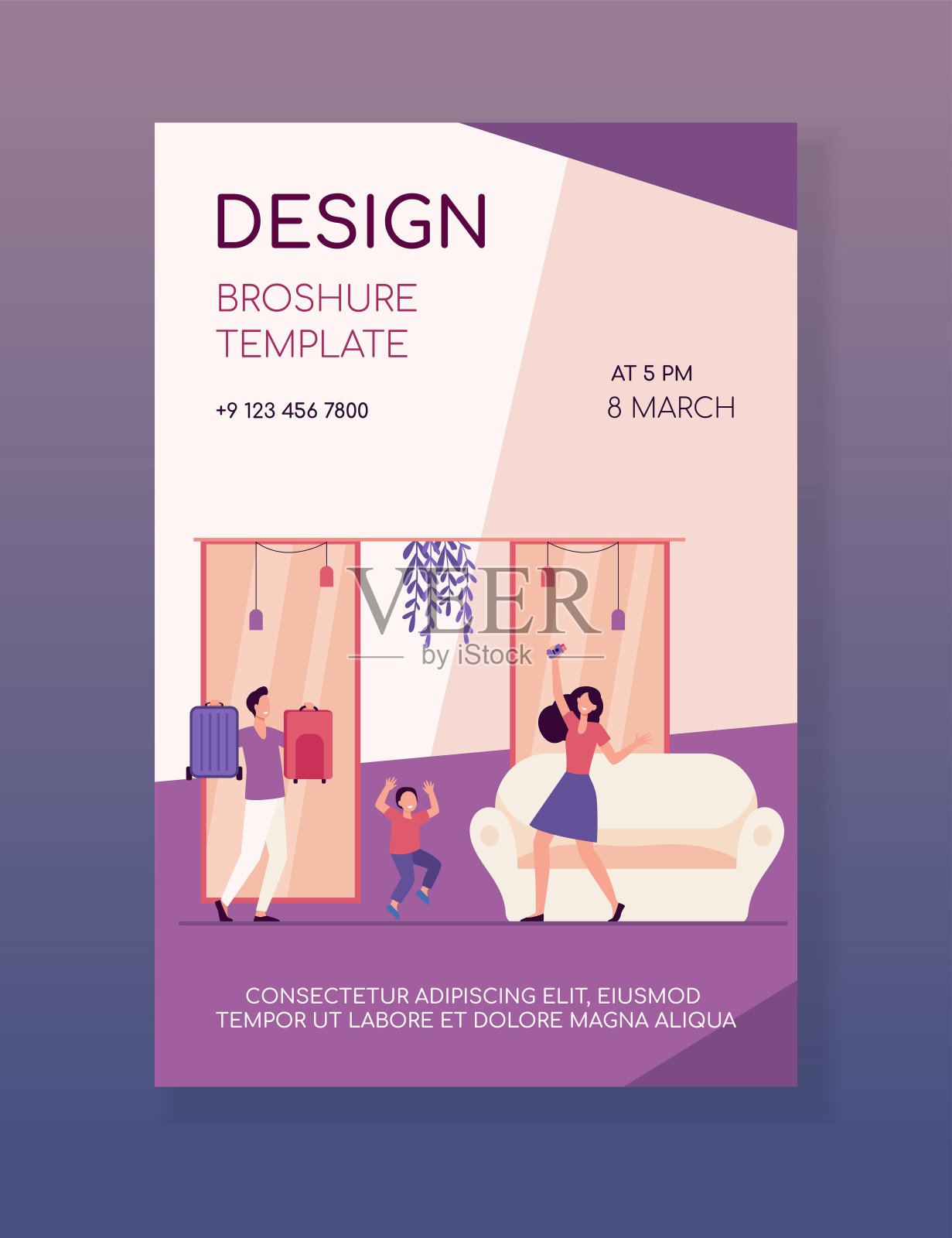 快乐的家庭和孩子庆祝假期设计模板素材