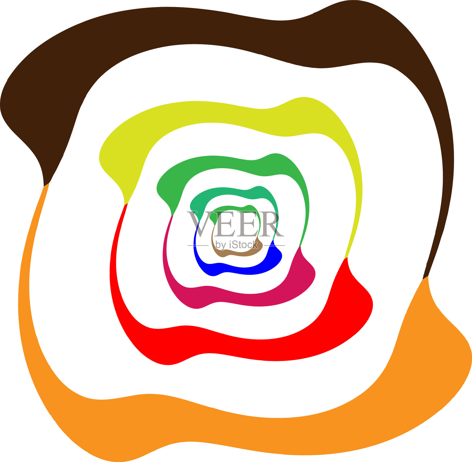 抽象的彩色圆形剪辑艺术标志符号插画图片素材