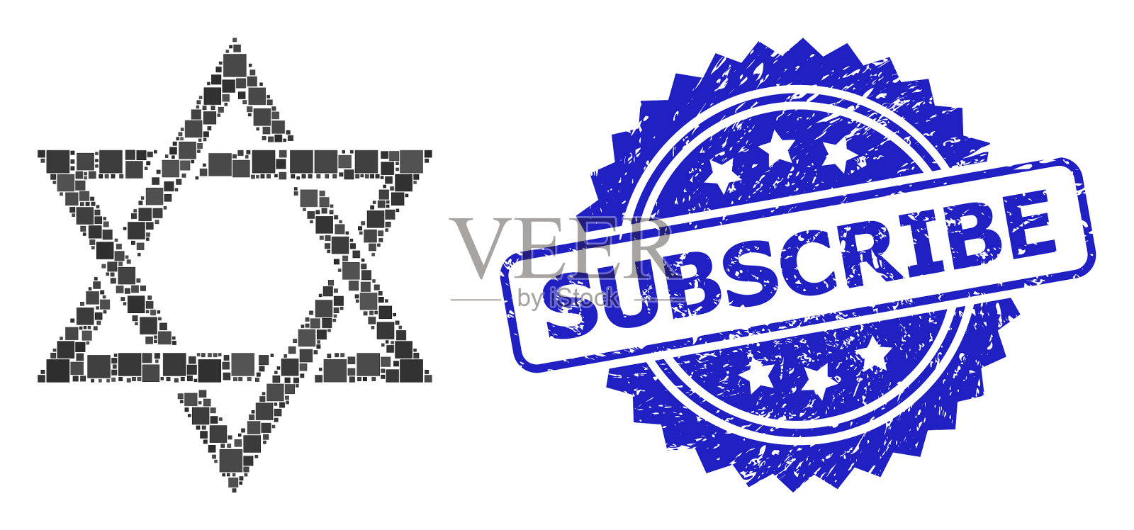 Grunge订阅邮票和方块马赛克大卫插画图片素材