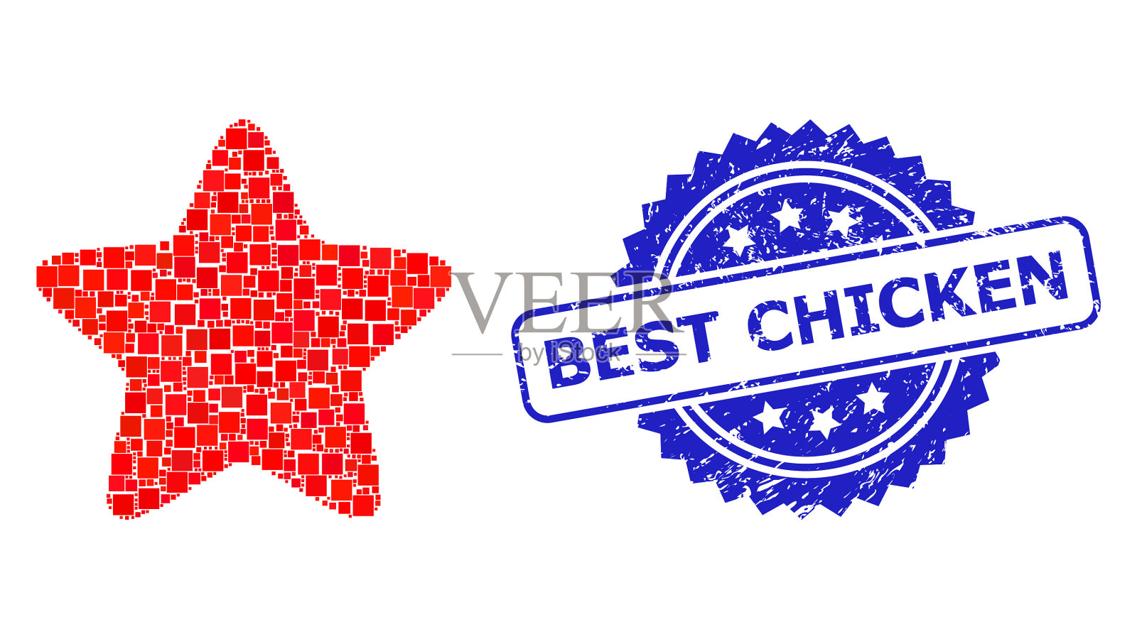 纹理最好的鸡密封和方形点拼贴插画图片素材