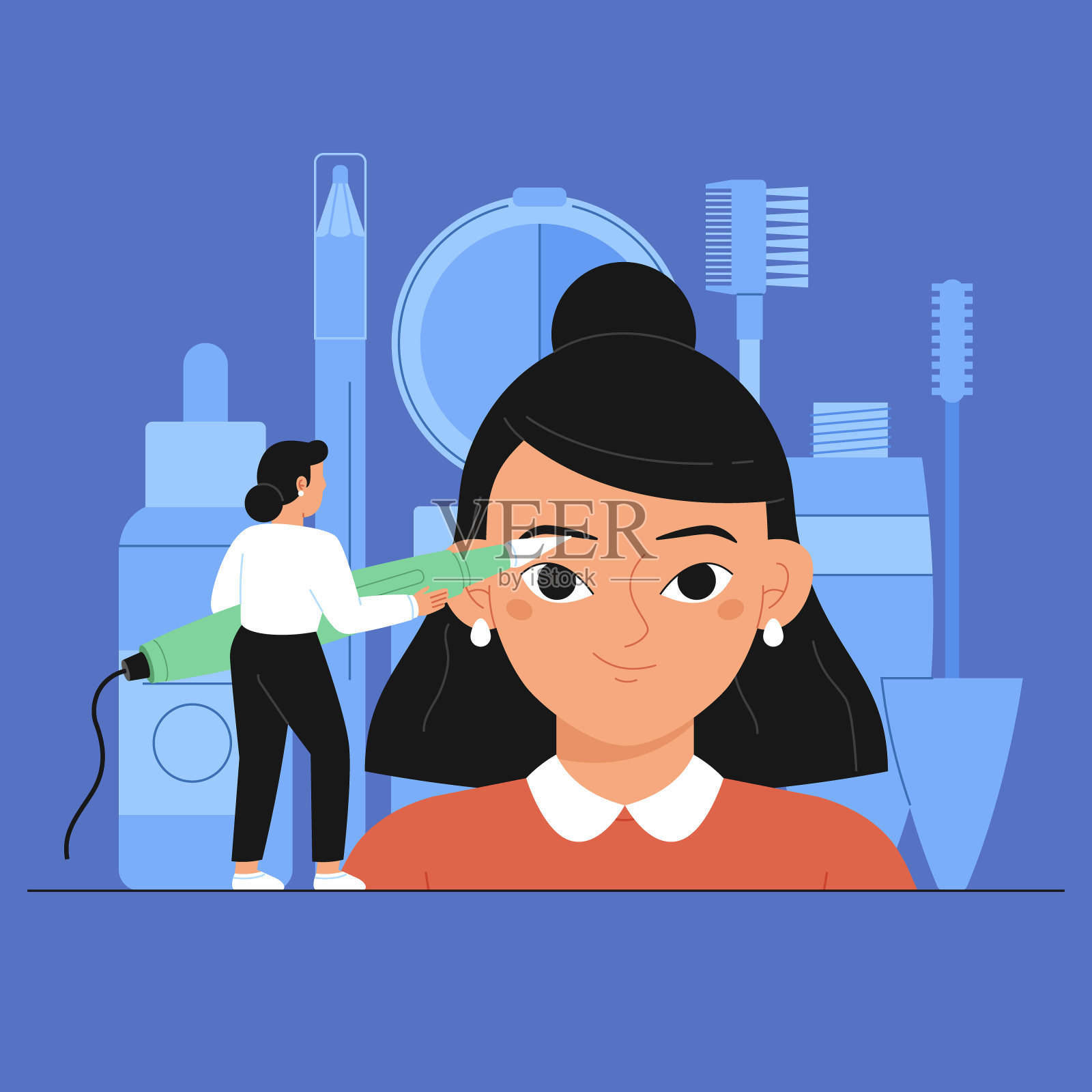 平手绘制的微叶片插图矢量插图插画图片素材