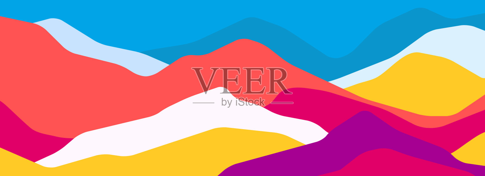 多色山脉,半透明的波浪,抽象的彩色玻璃形状,现代的背景,矢量设计插图为您的项目插画图片素材