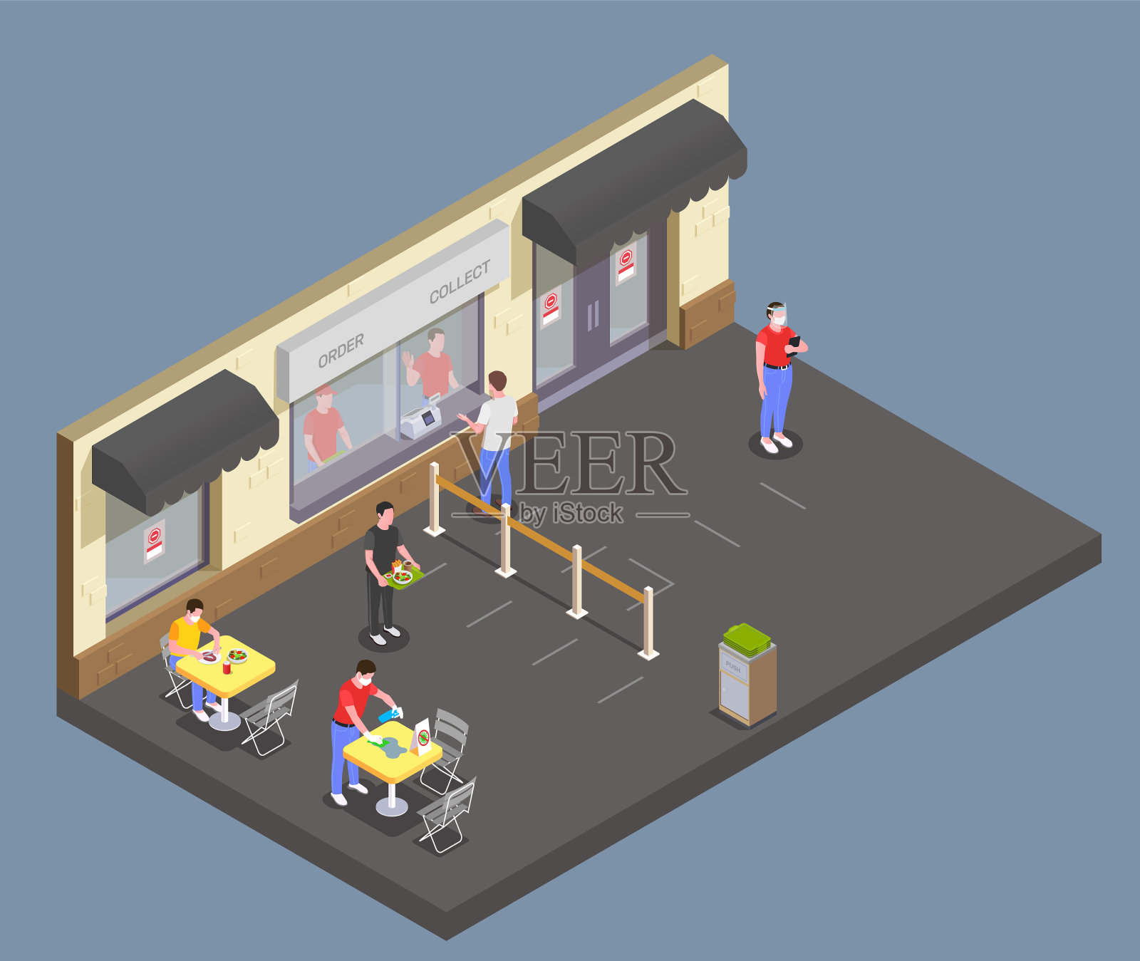 社交距离咖啡作文插画图片素材