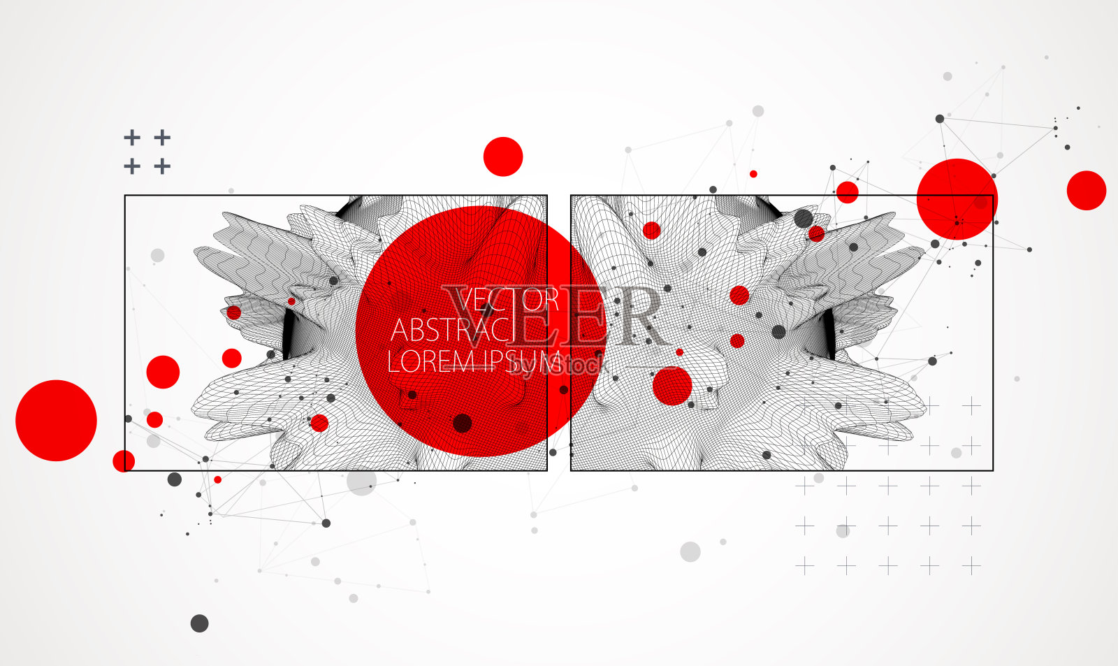 具有神经丛效应的抽象半球体背景。三维表面。插画图片素材