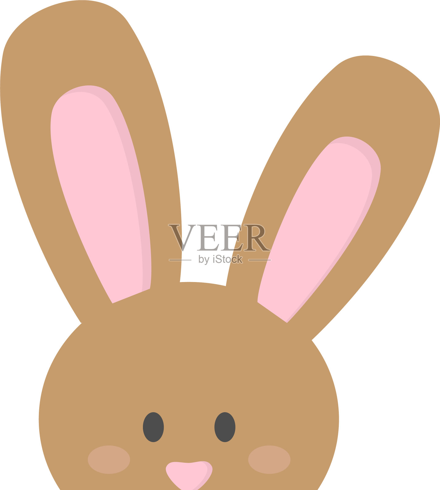 可爱的春天复活节棕色兔子设计元素图片