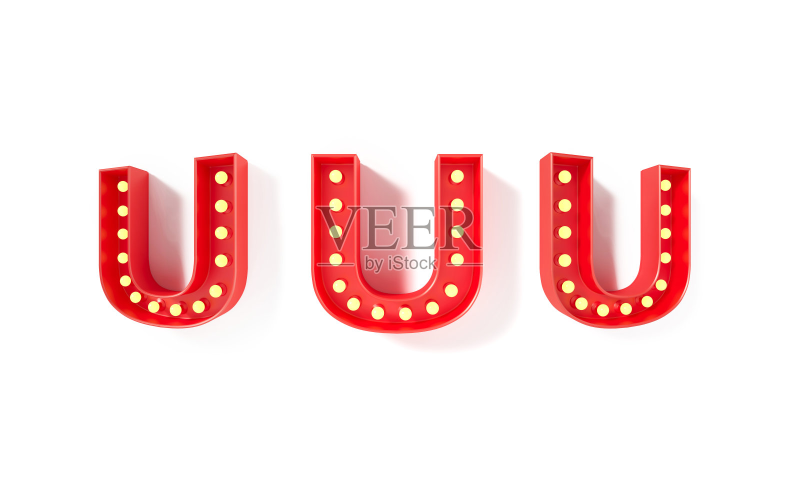 大写字母U -灯泡形成红色大写字母U背景照片摄影图片