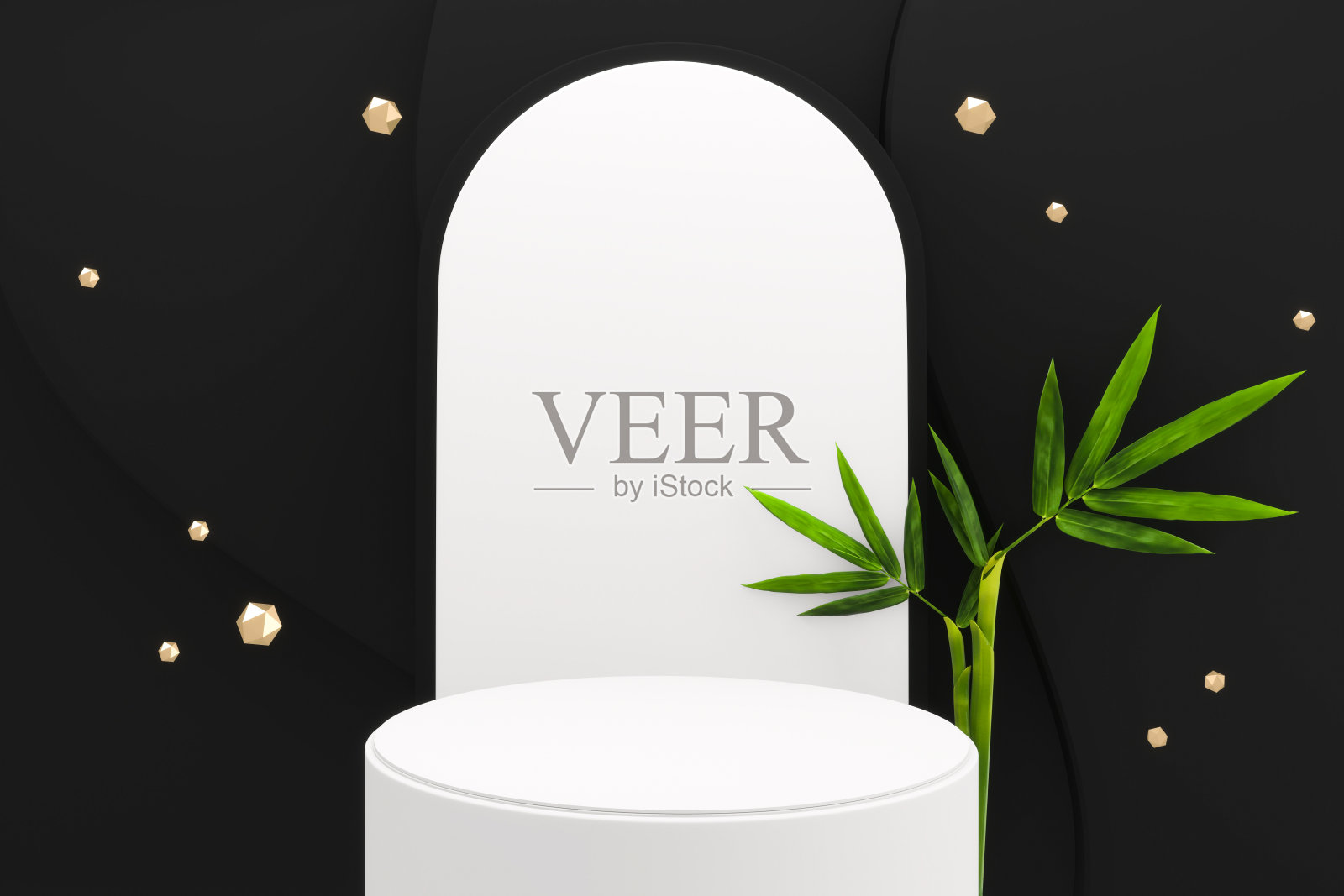 热带黑色裙房最小几何和竹日式装饰。3d渲染照片摄影图片