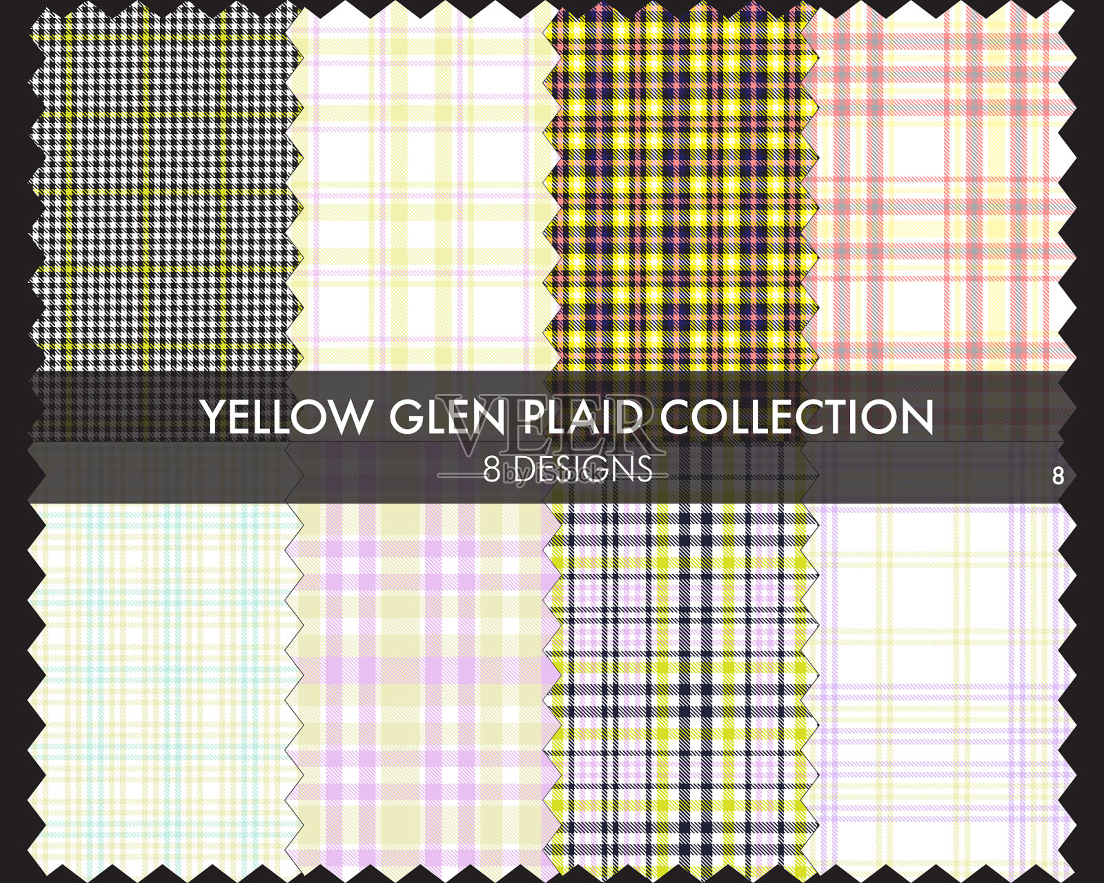 黄色格纹格子呢无缝图案插画图片素材