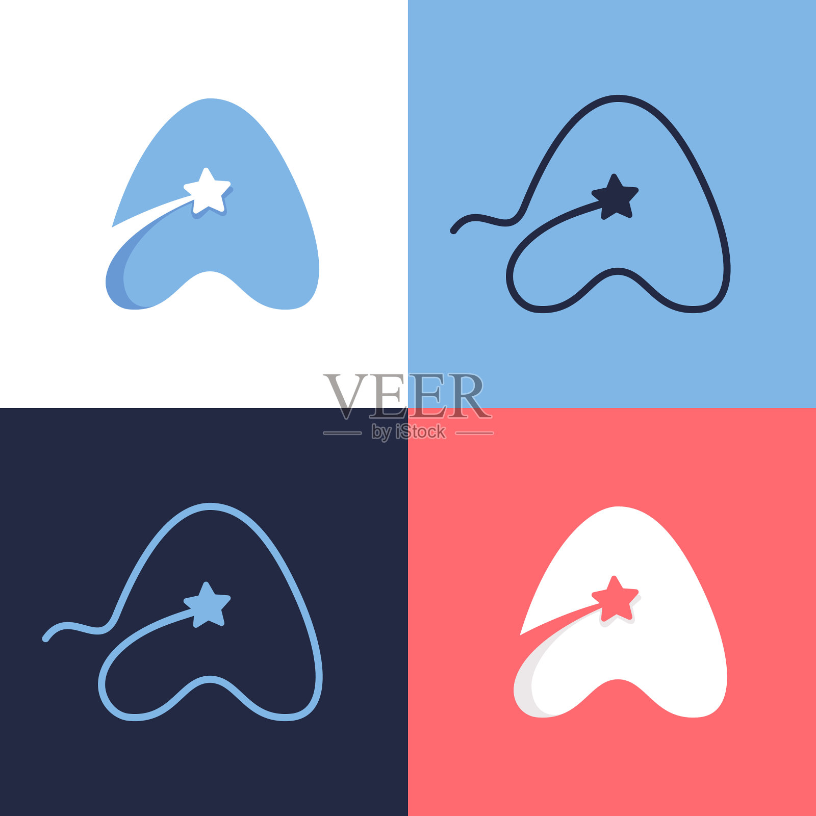 字母标志集组成的彗星尾巴和图标素材