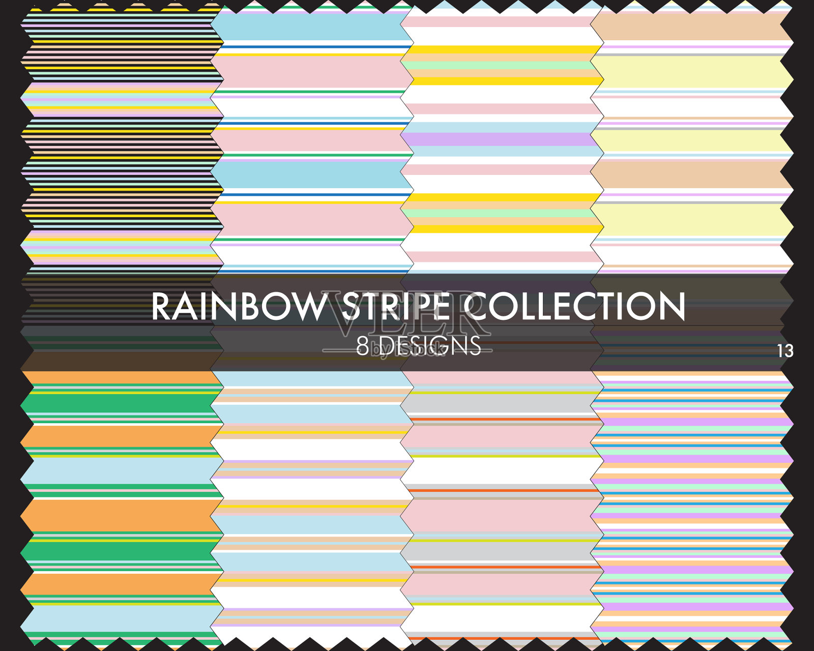 彩虹条纹无缝图案系列插画图片素材