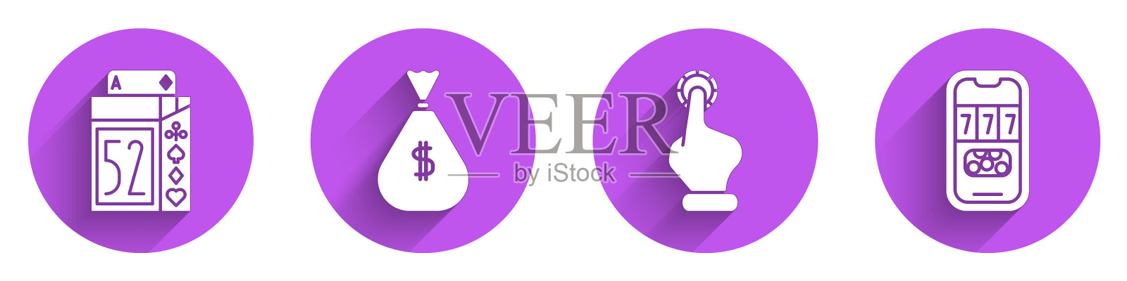 摆好扑克牌,手里拿着钱袋图标素材