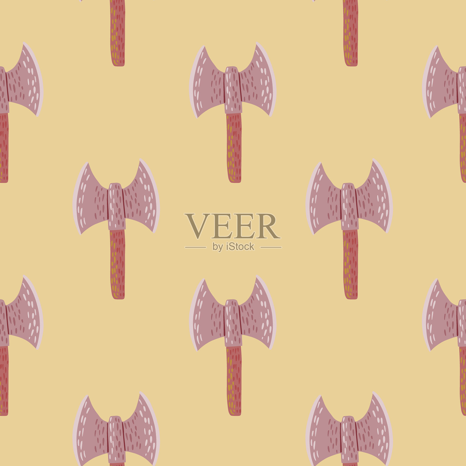 维京斧平轮廓无缝涂鸦插画图片素材