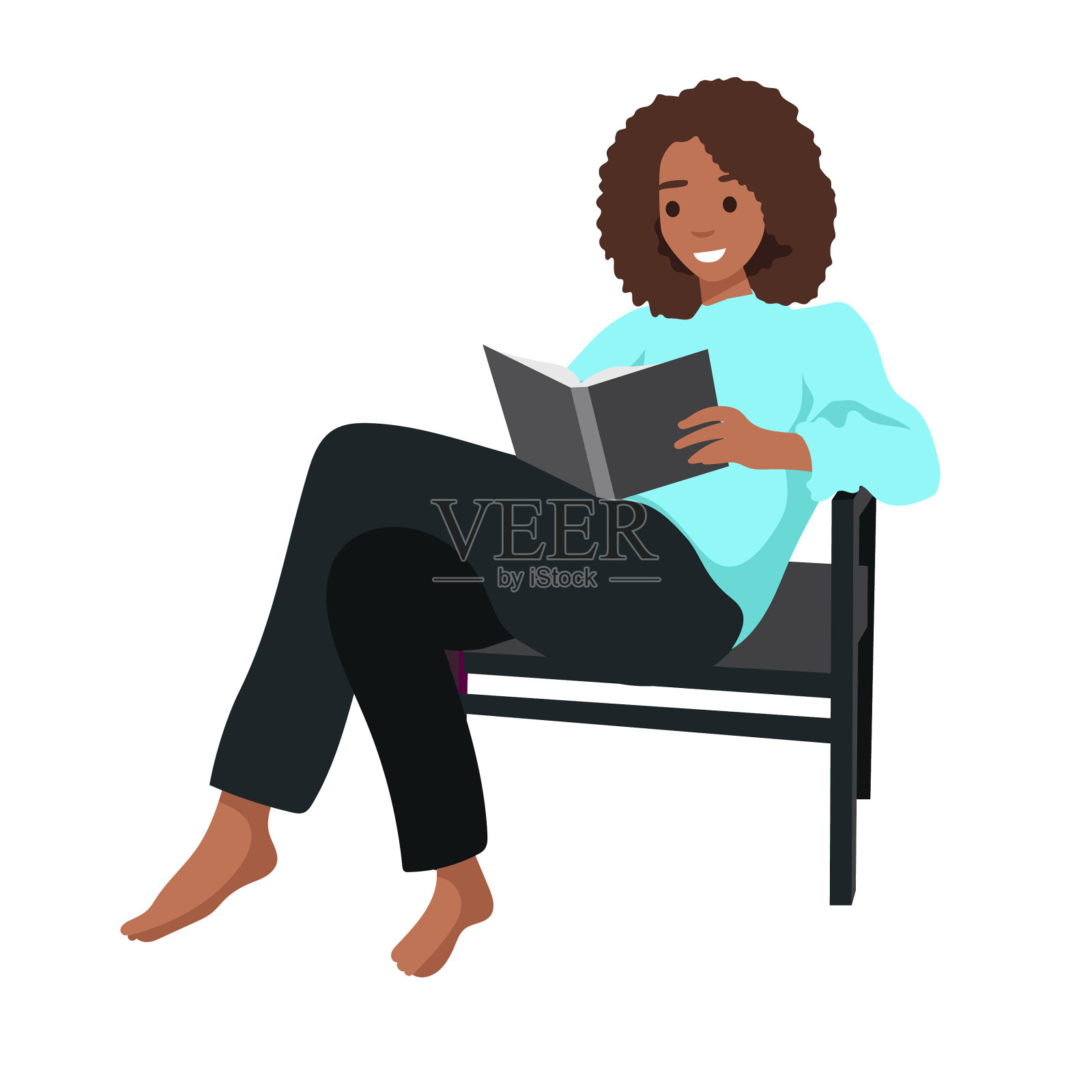 穿着家装看书的女人设计元素图片