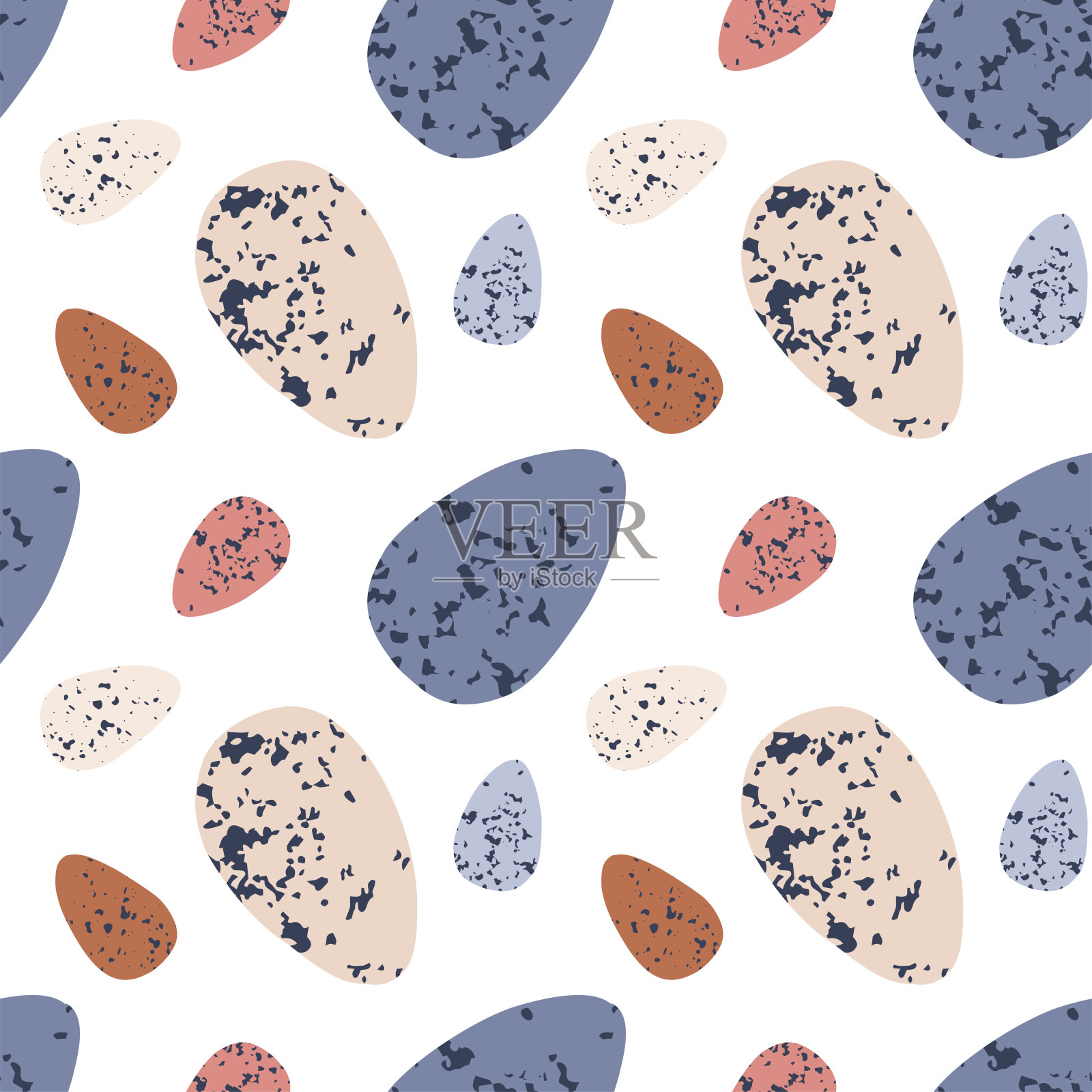 复活节无缝图案与复活节元素插画图片素材