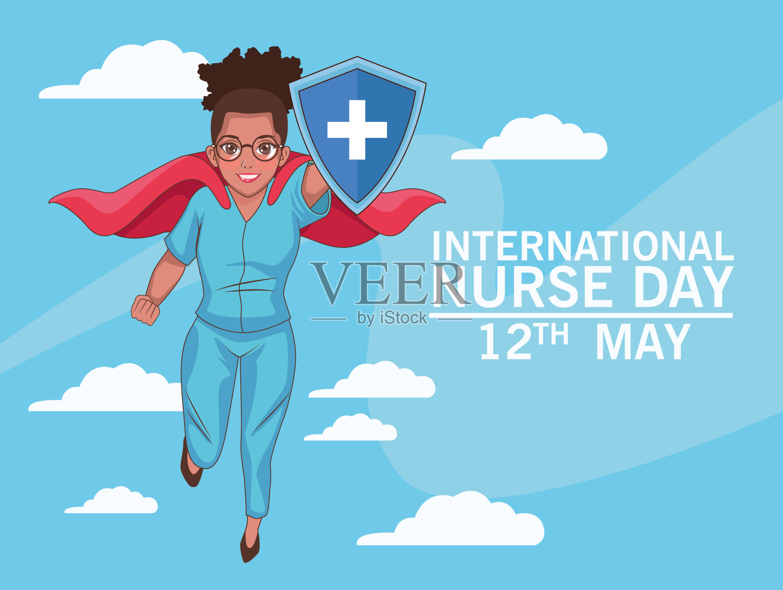 非洲式发型护士英雄插画图片素材