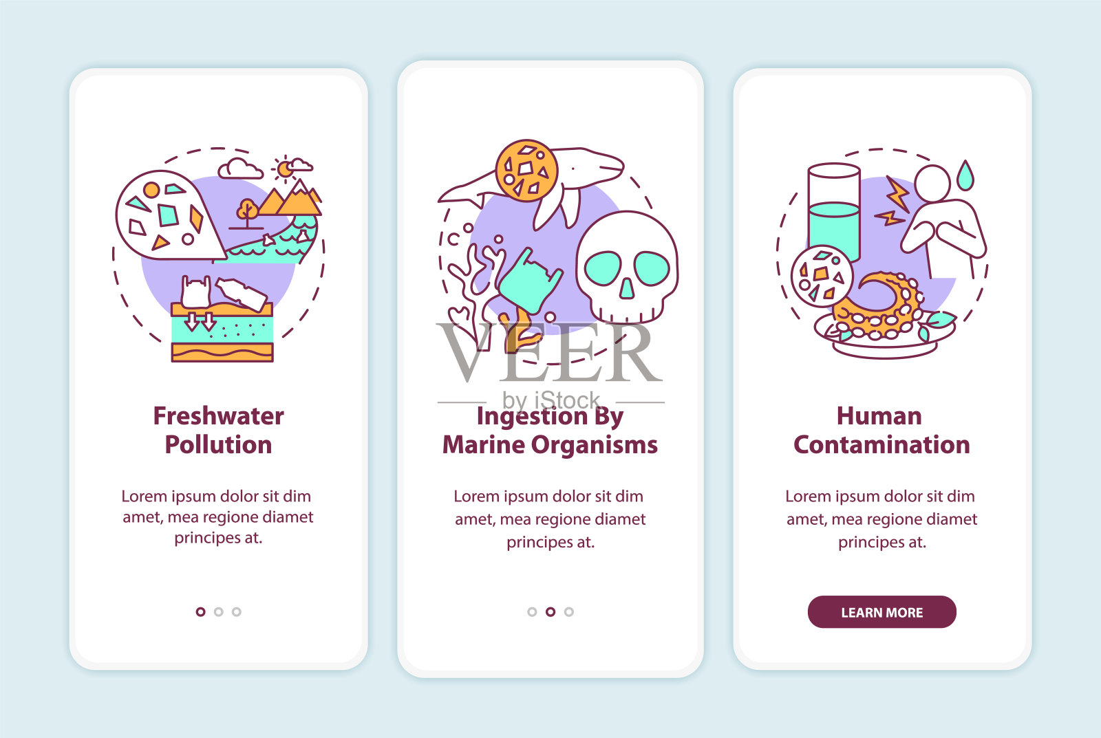 微塑料会影响手机应用页面上的概念插画图片素材