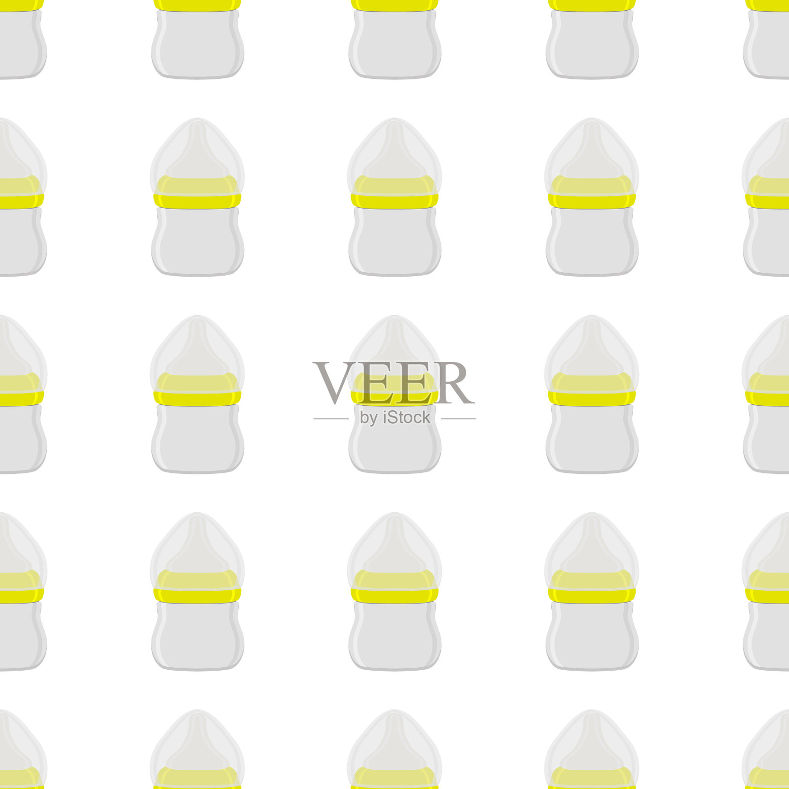 Kit bamilk透明瓶和橡胶奶嘴插画图片素材