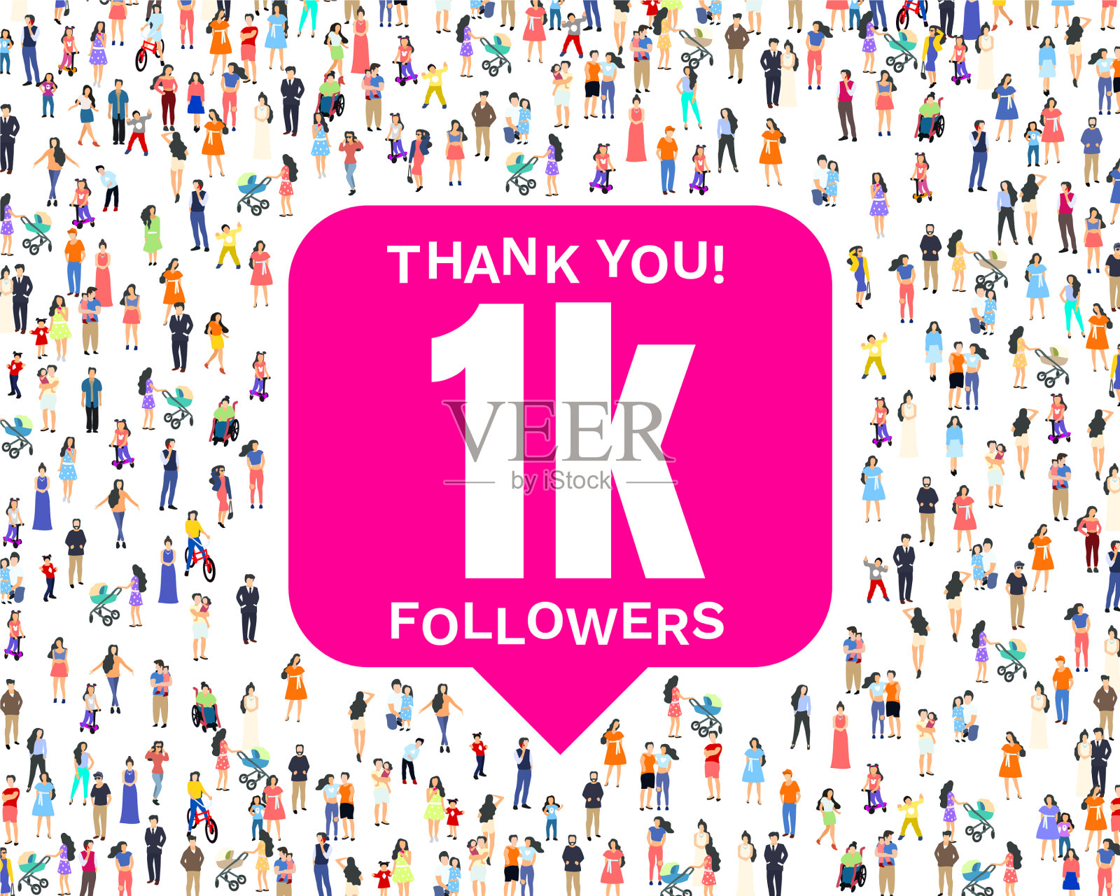 谢谢关注者们,1k在线社交插画图片素材
