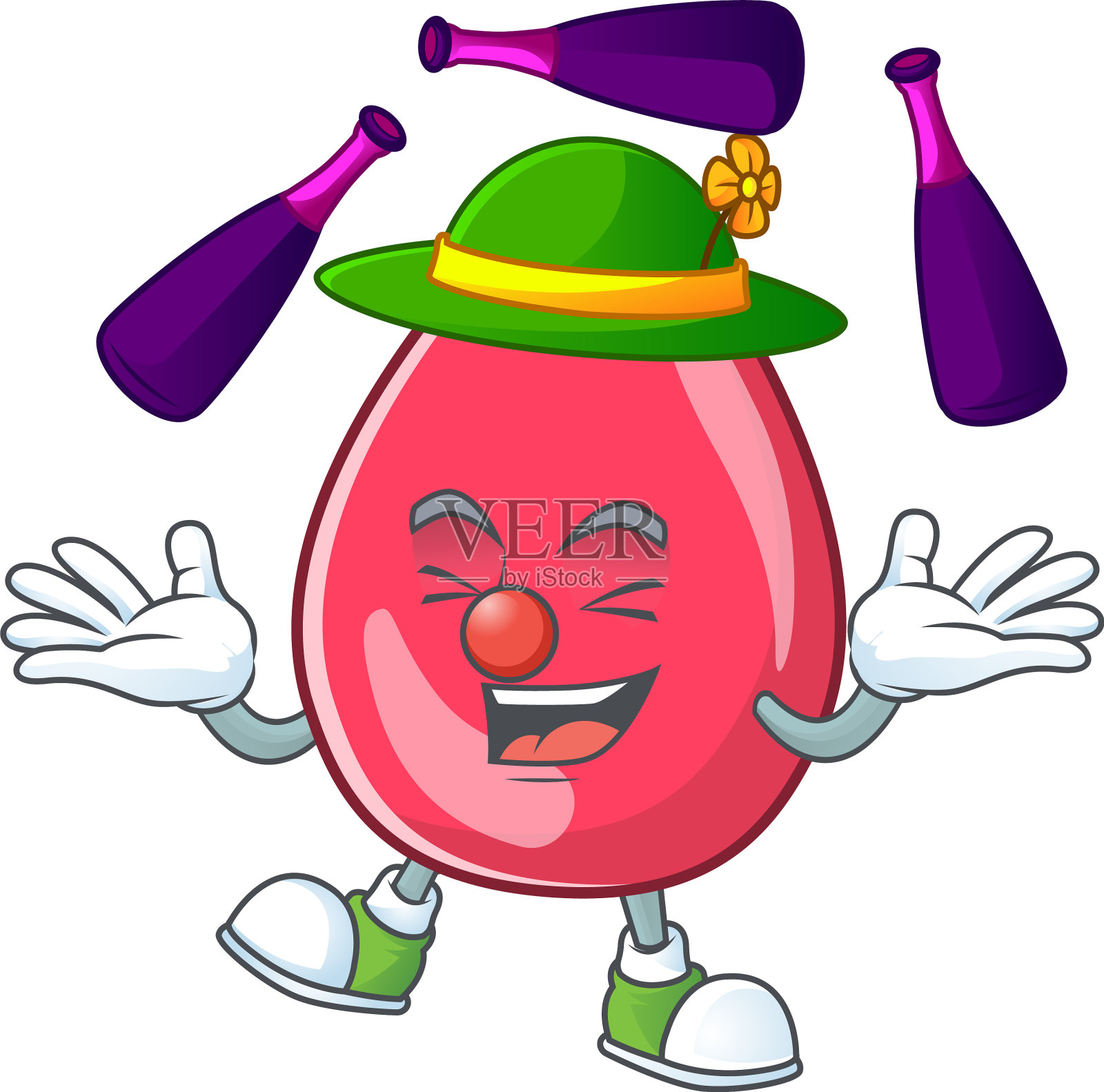 吉祥物风格红血耍杂耍舞台插画图片素材