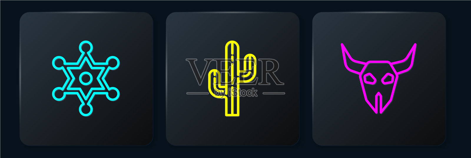 布法罗骷髅警长和图标素材