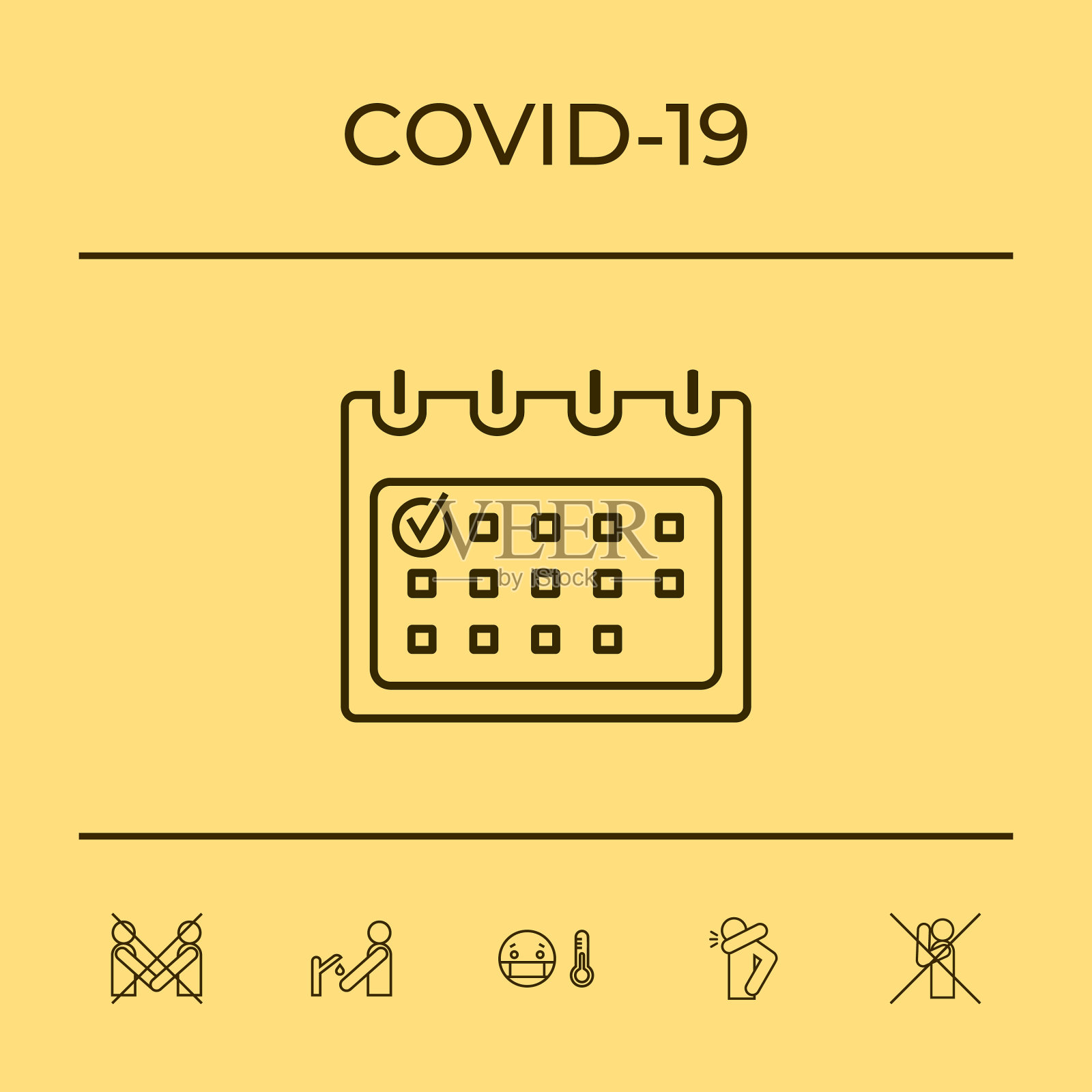 日历带有勾线图标图形插画图片素材