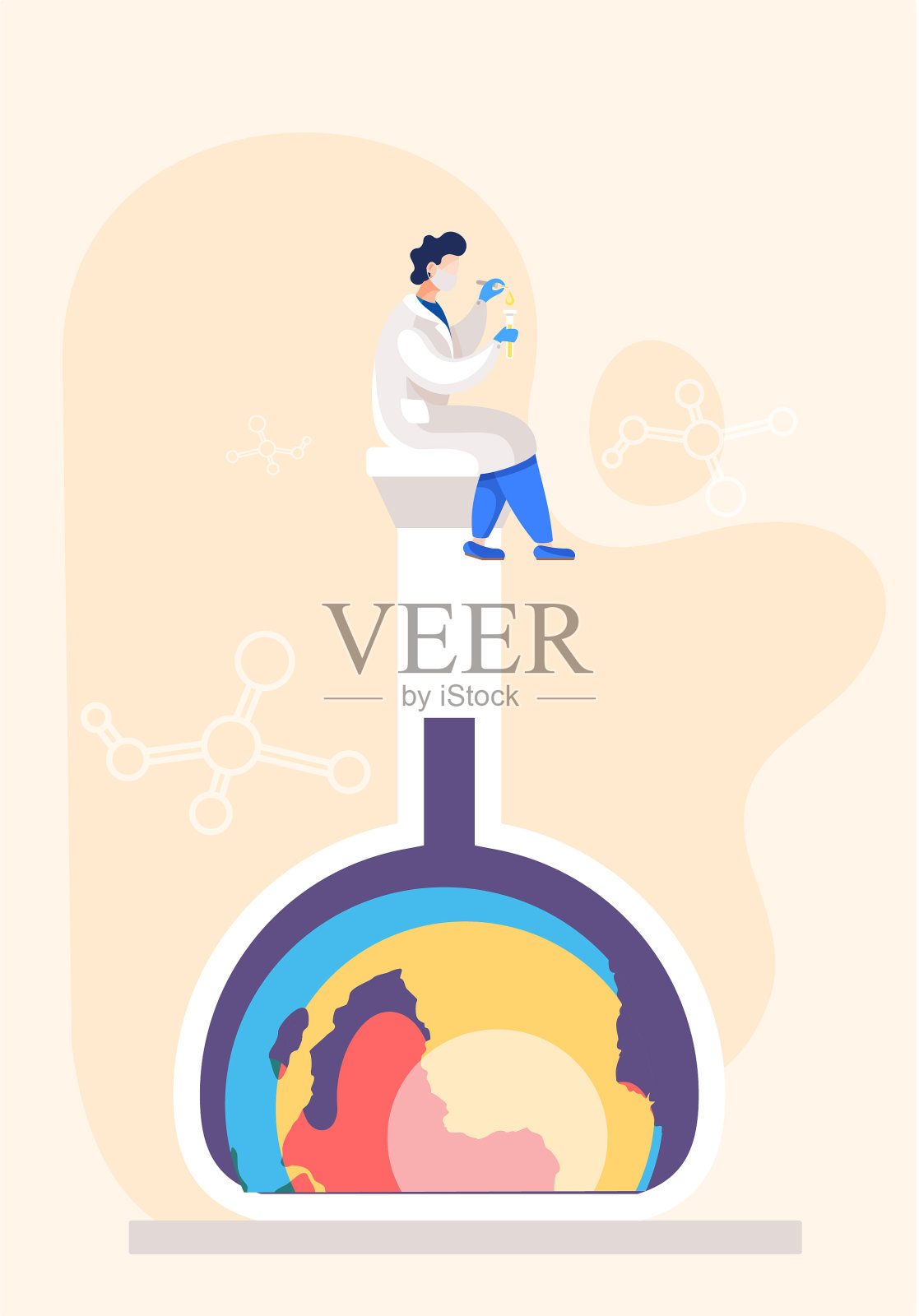 男科学家在实验室里工作插画图片素材