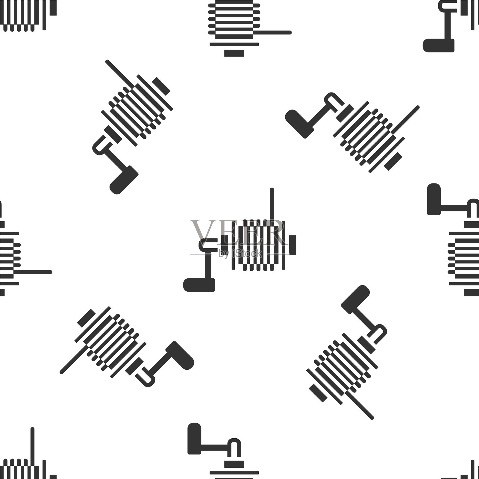 灰色纺丝轮渔具图标孤立插画图片素材