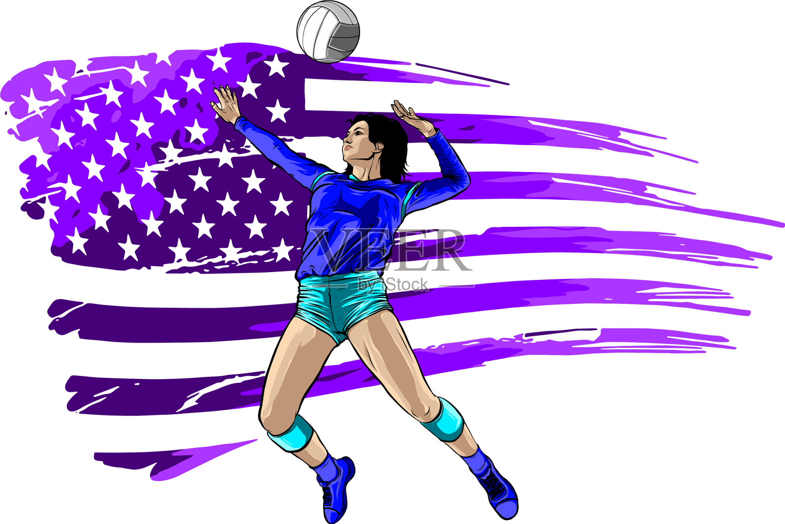 剪影一名女子排球运动员返回设计元素图片