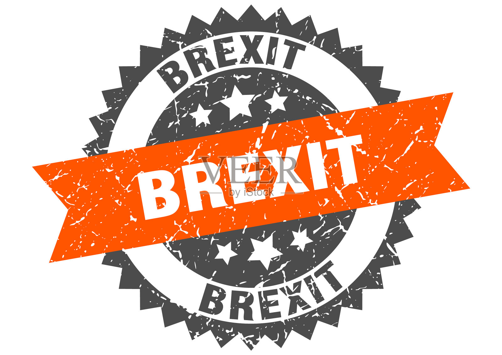 英国脱欧邮票,带缎带的垃圾圆形标志插画图片素材